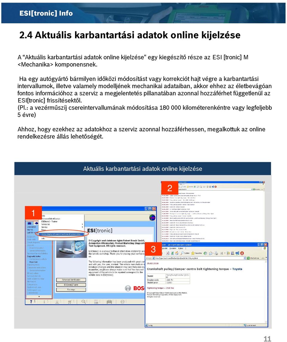fontos információhoz a szerviz a megjelentetés pillanatában azonnal hozzáférhet függetlenül az ESI[tronic] frissítésektől. (Pl.