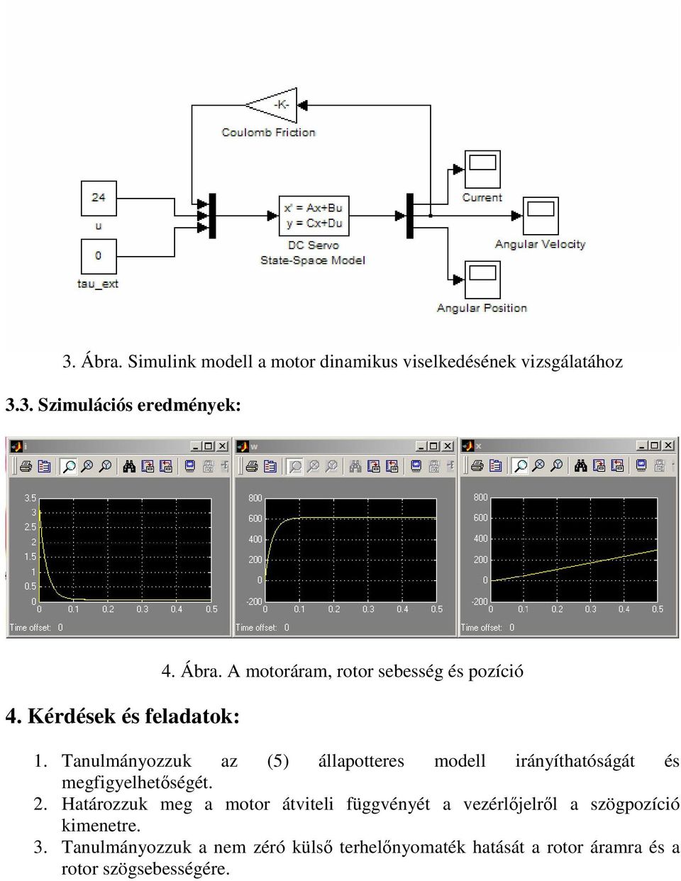 Tanlmányozzk az (5) állapotteres modell rányíthatóságát és meggyelhetségét.