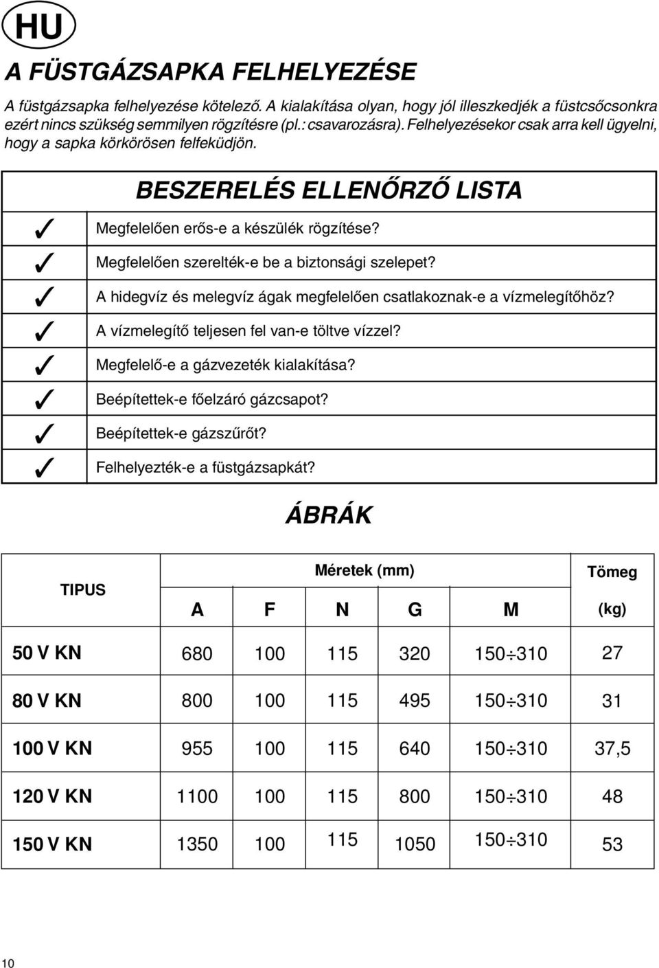 A hidegvíz és melegvíz ágak megfelelően csatlakoznak-e a vízmelegítőhöz? A vízmelegítő teljesen fel van-e töltve vízzel? Megfelelő-e a gázvezeték kialakítása? Beépítettek-e főelzáró gázcsapot?