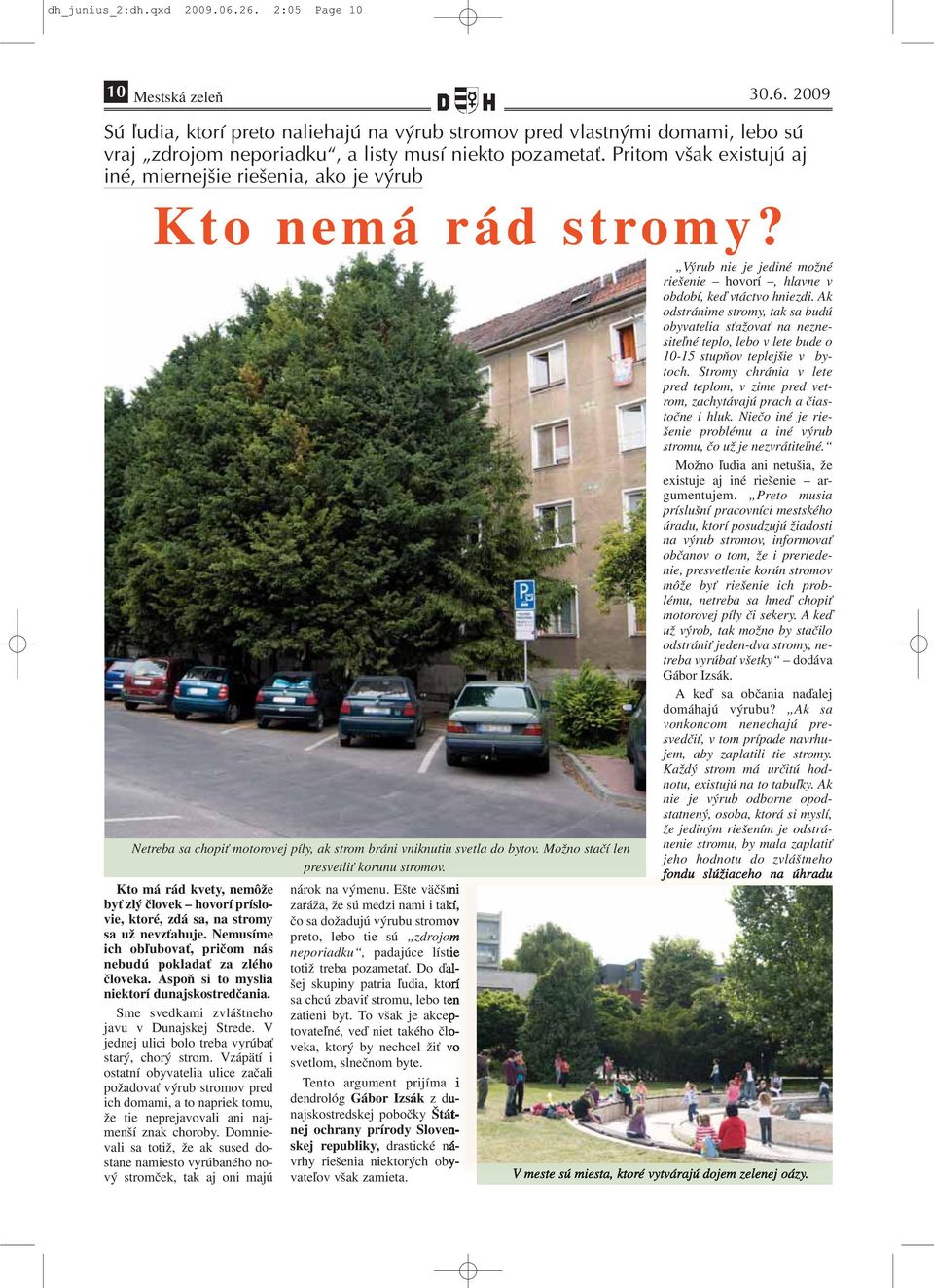 Možno stačí len presvetliť korunu stromov. Kto má rád kvety, nemôže byť zlý človek hovorí príslovie, ktoré, zdá sa, na stromy sa už nevzťahuje.