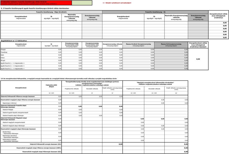 Energiamennyiség változás energiaegység Energiamennyiség változás energiaegység Energiahordozó megnevezése Fosszilis tüzelőanyag - Új Ár egységár / egységdíj Maximális Energiamennyiség változás