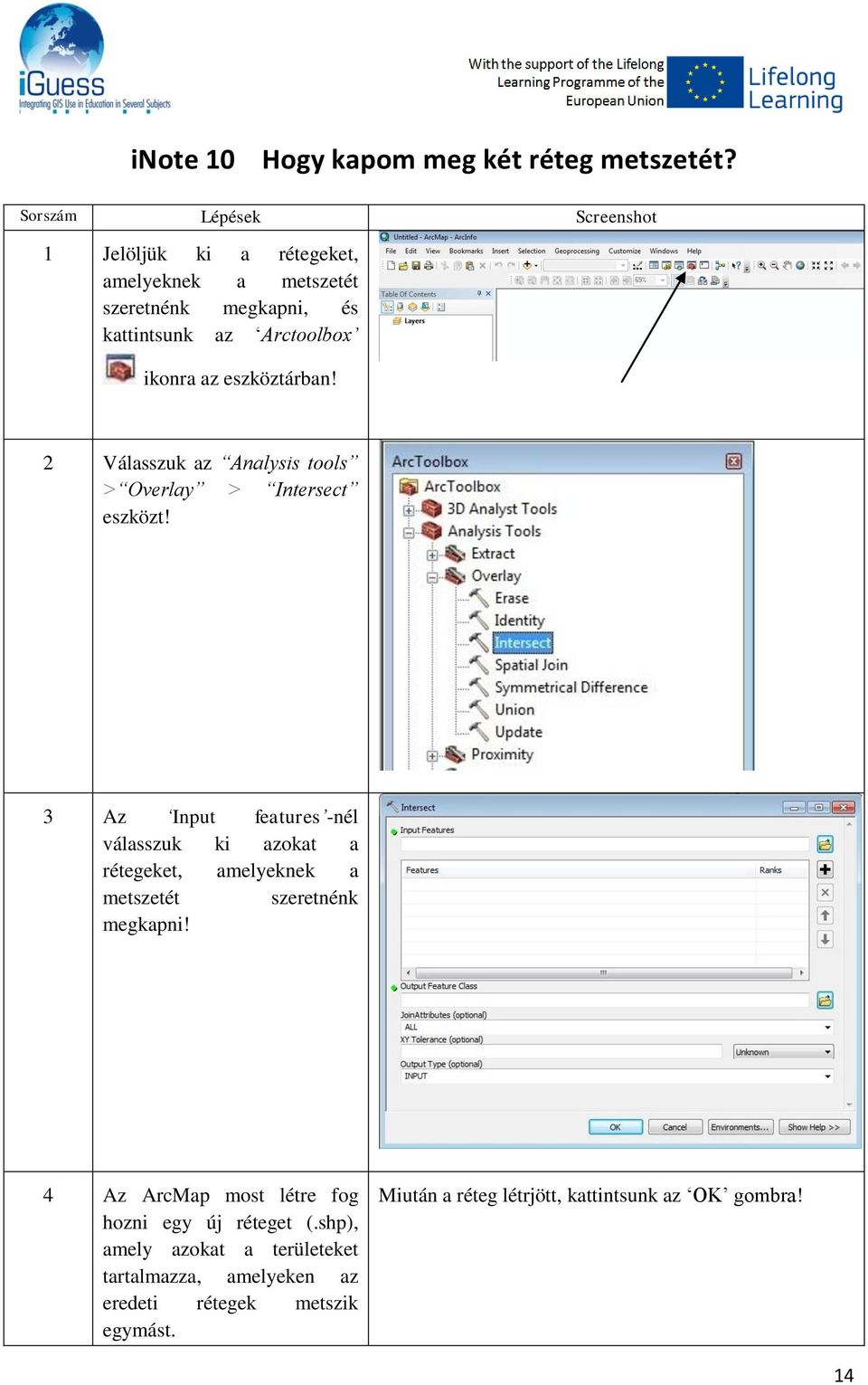 2 Válasszuk az Analysis tools > Overlay > Intersect eszközt!