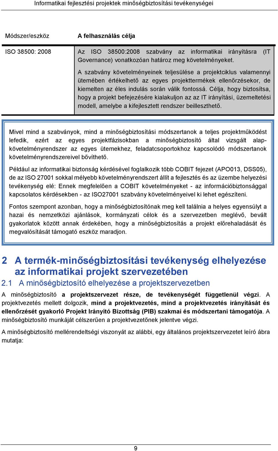 Célja, hogy biztosítsa, hogy a projekt befejezésére kialakuljon az az IT irányítási, üzemeltetési modell, amelybe a kifejlesztett rendszer beilleszthető.