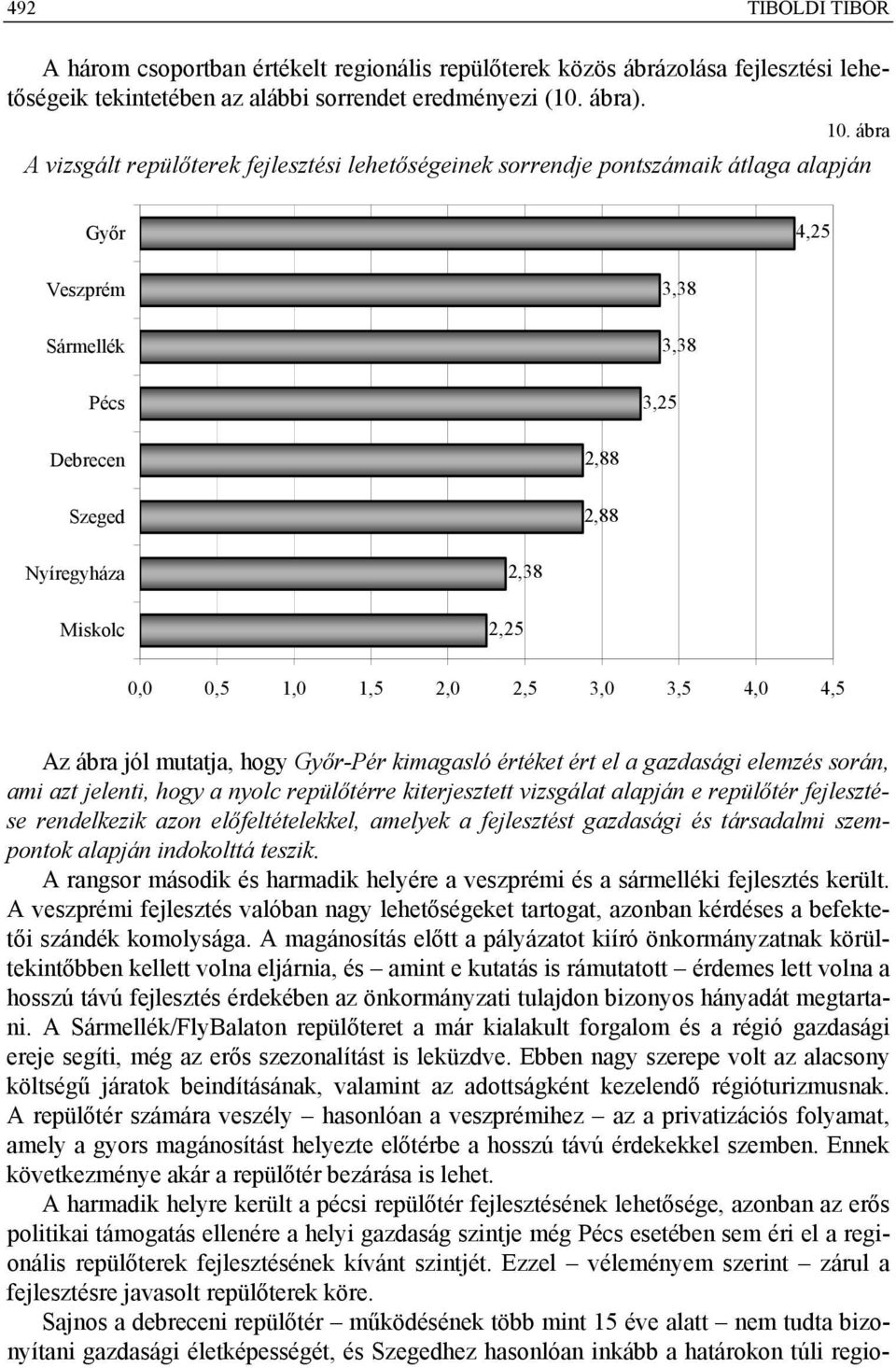 0,0 0,5 1,0 1,5 2,0 2,5 3,0 3,5 4,0 4,5 Az ábra jól mutatja, hogy Győr-Pér kimagasló értéket ért el a gazdasági elemzés során, ami azt jelenti, hogy a nyolc repülőtérre kiterjesztett vizsgálat