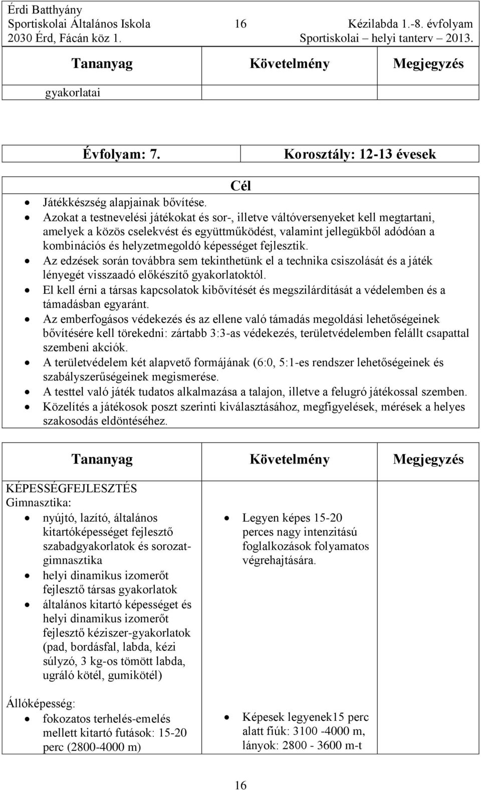 képességet fejlesztik. Az edzések során továbbra sem tekinthetünk el a technika csiszolását és a játék lényegét visszaadó előkészítő gyakorlatoktól.