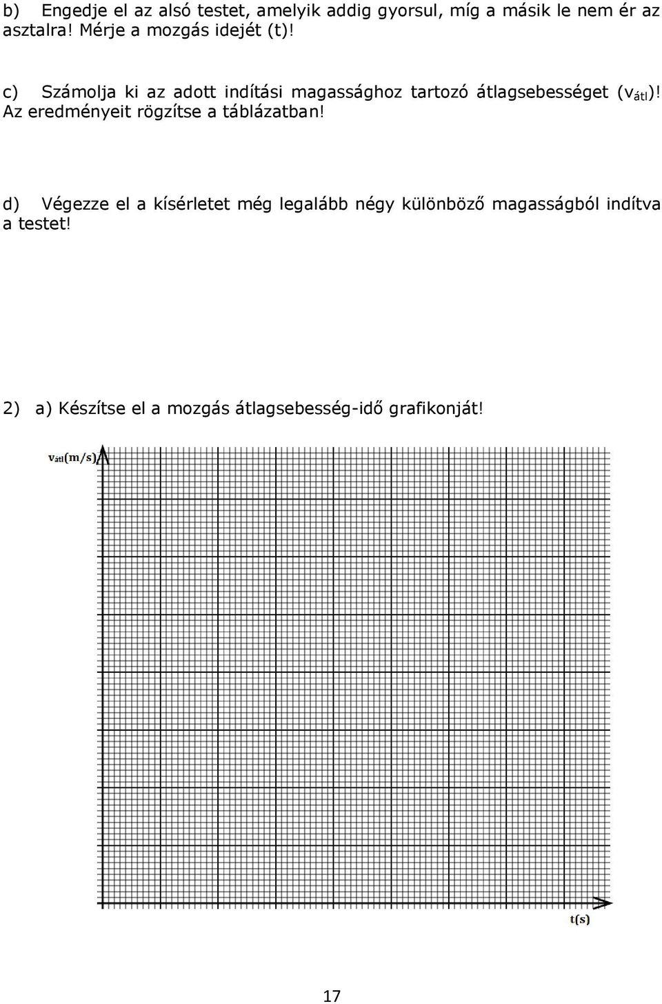 c) Számolja ki az adott indítási magassághoz tartozó átlagsebességet (v átl )!