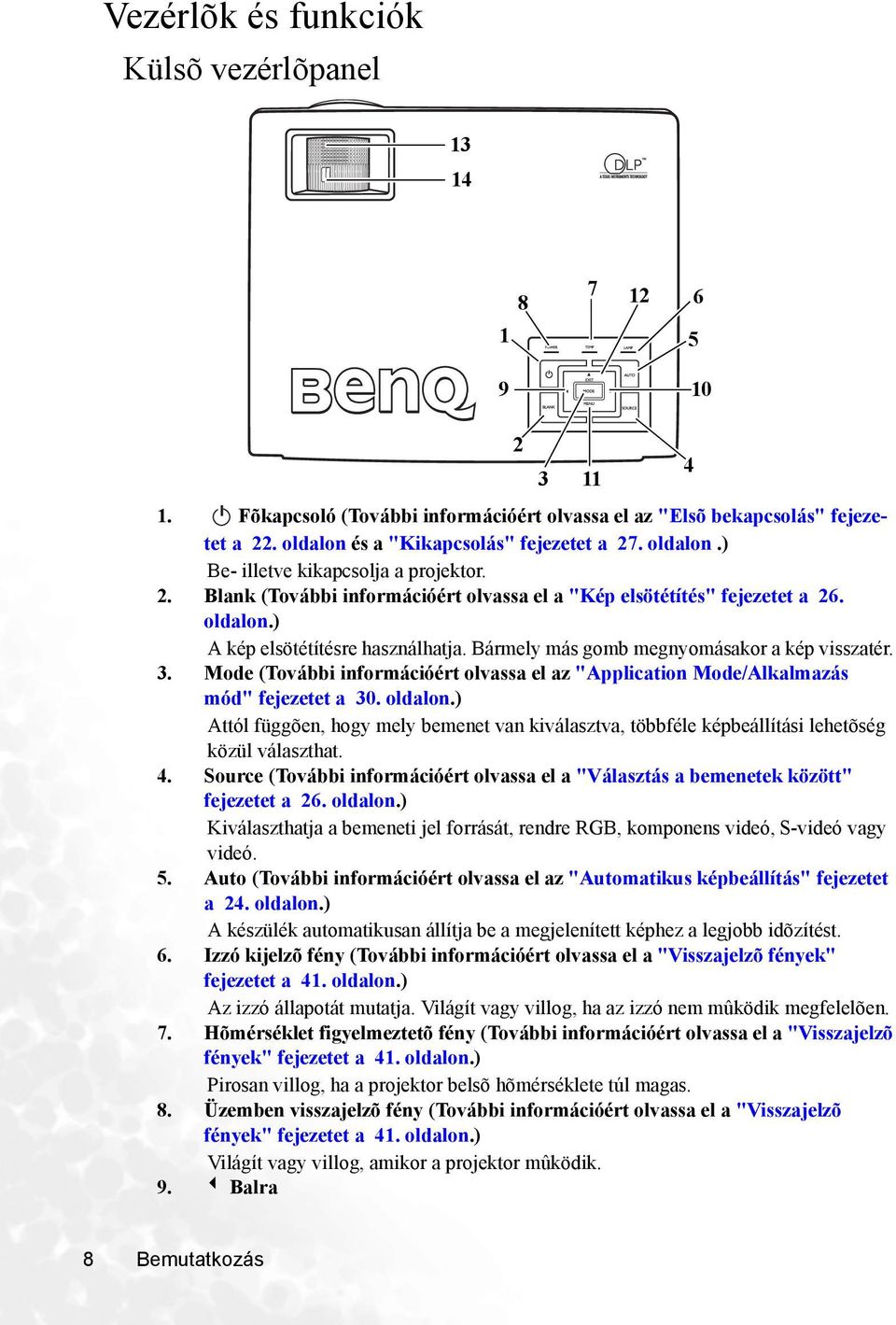 Bármely más gomb megnyomásakor a kép visszatér. 3. Mode (További információért olvassa el az "Application Mode/Alkalmazás mód" fejezetet a 30. oldalon.