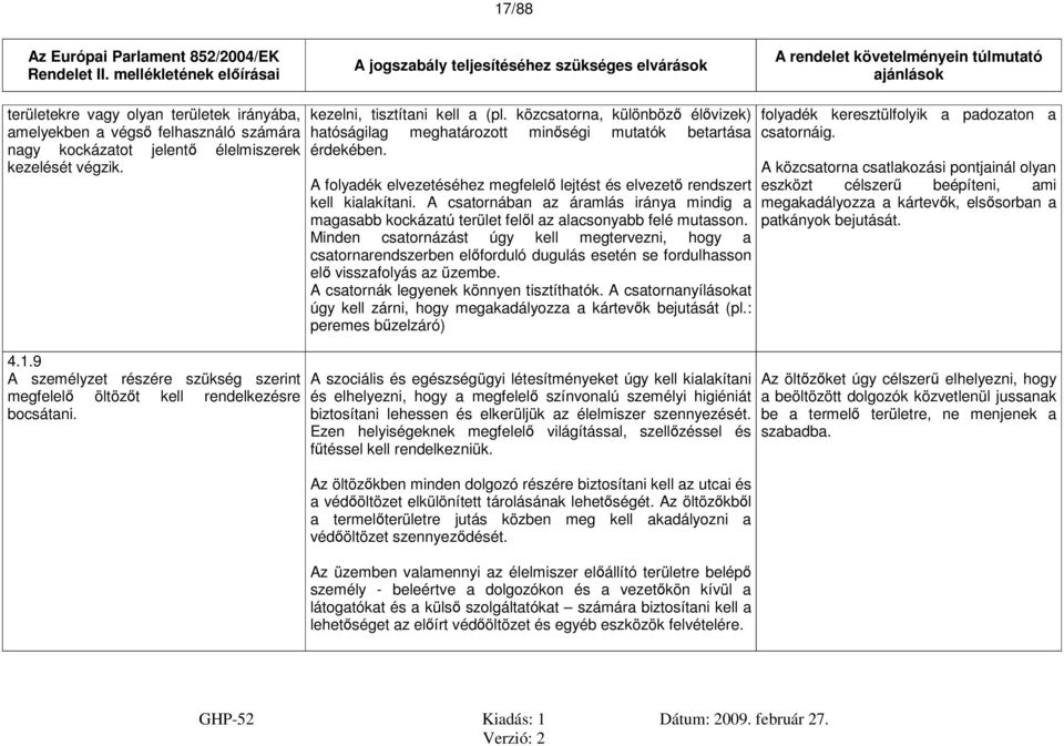 A folyadék elvezetéséhez megfelelő lejtést és elvezető rendszert kell kialakítani. A csatornában az áramlás iránya mindig a magasabb kockázatú terület felől az alacsonyabb felé mutasson.