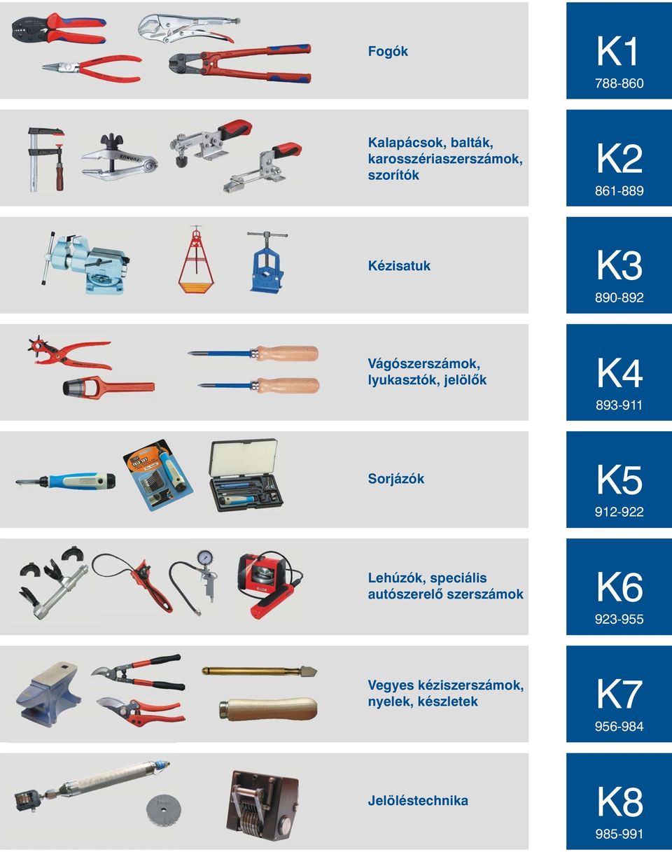 Sorjázók K 99 Lehúzók, speciális autószerelõ szerszámok K 99