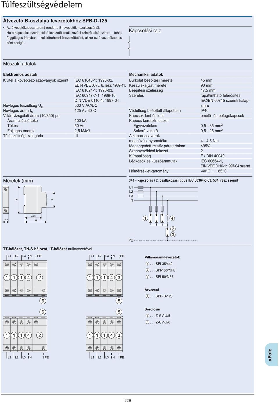 Kivitel a következő szabványok szerint IEC 61643-1: 1998-02, EDIN VDE 0675, 6.