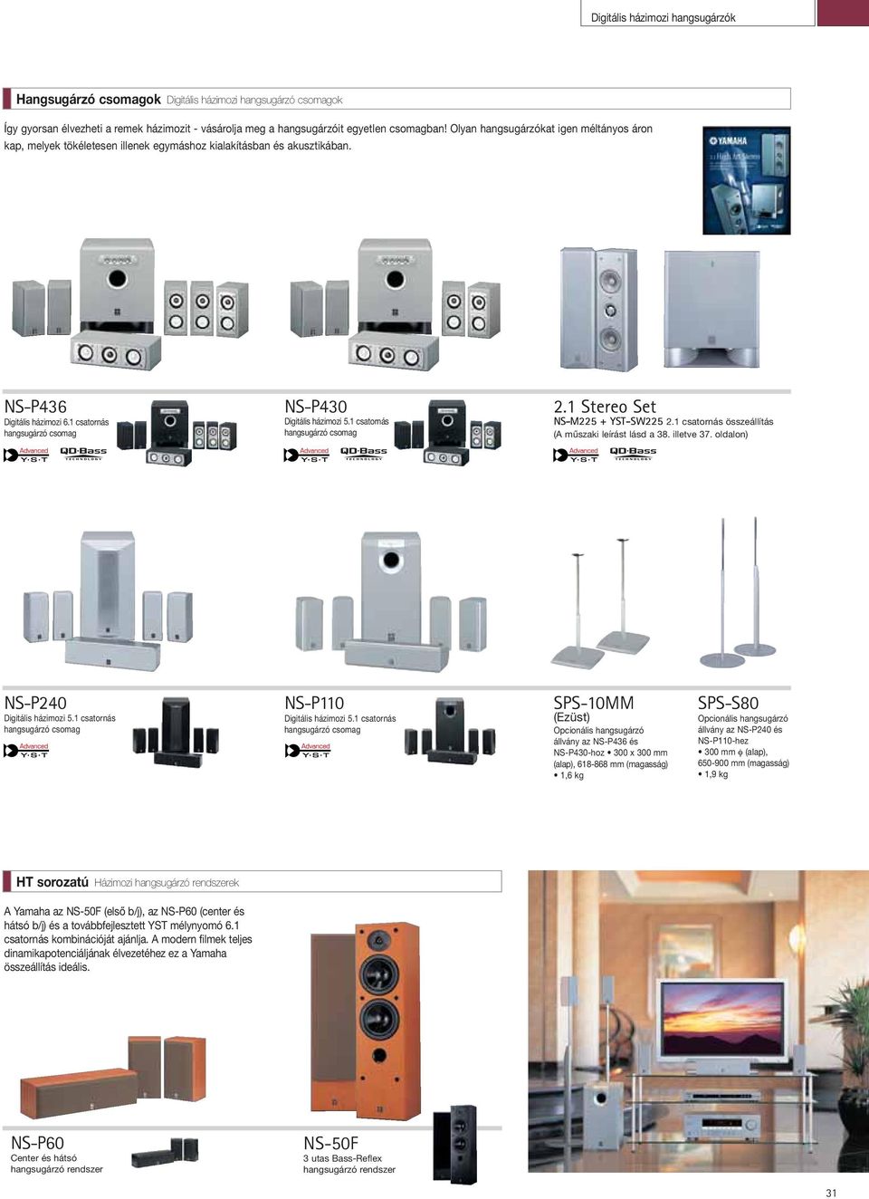 1 csatornás hangsugárzó csomag NS-P430 Digitális házimozi 5.1 csatornás hangsugárzó csomag 2.1 Stereo Set NS-M225 + YST-SW225 2.1 csatornás összeállítás (A műszaki leírást lásd a 38. illetve 37.