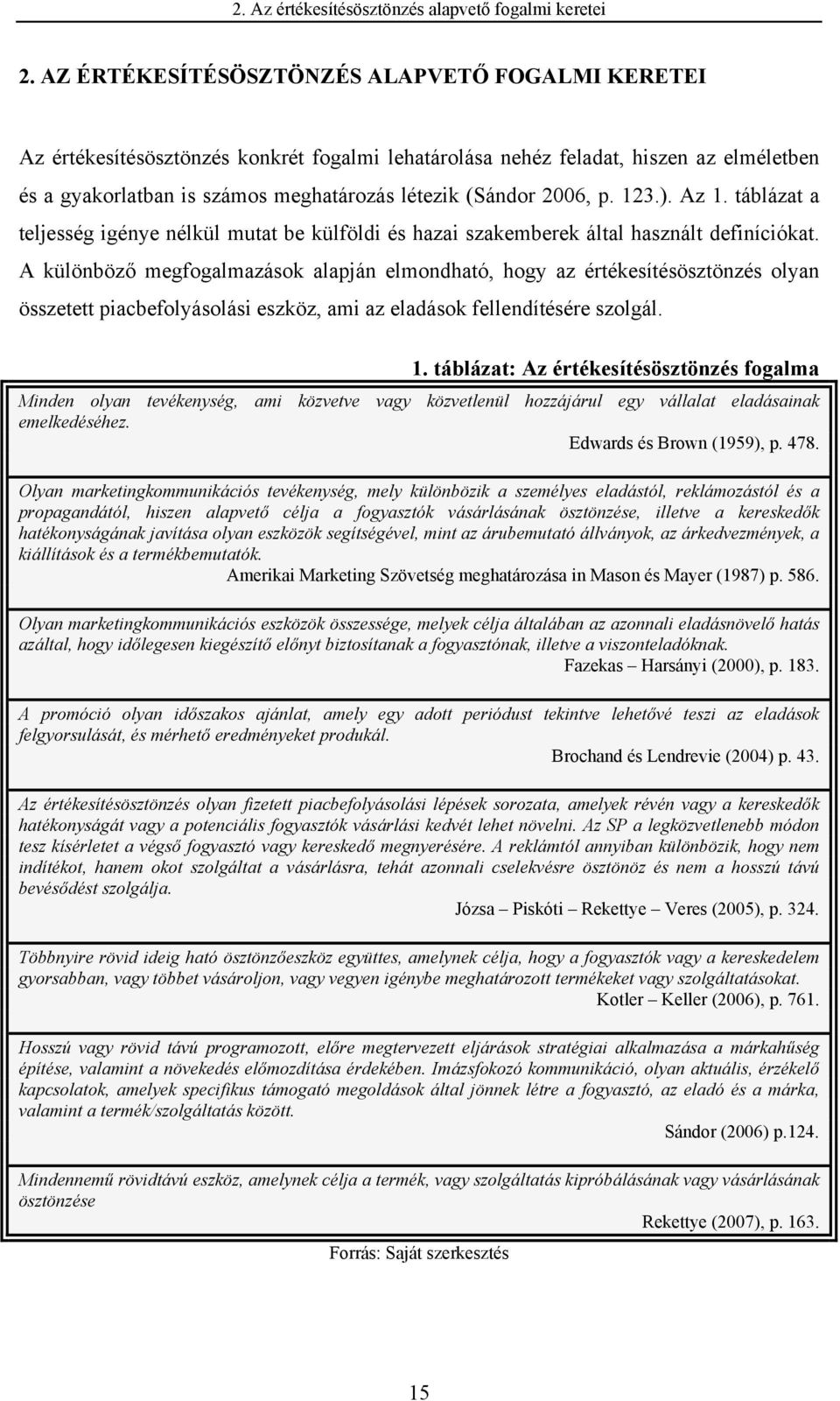 2006, p. 123.). Az 1. táblázat a teljesség igénye nélkül mutat be külföldi és hazai szakemberek által használt definíciókat.