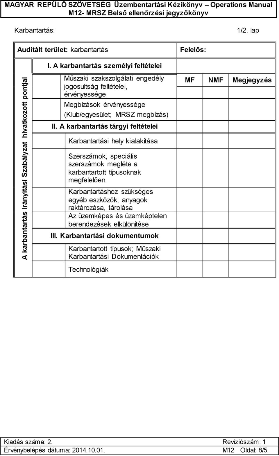 érvényessége (Klub/egyesület; MRSZ megbízás) II.