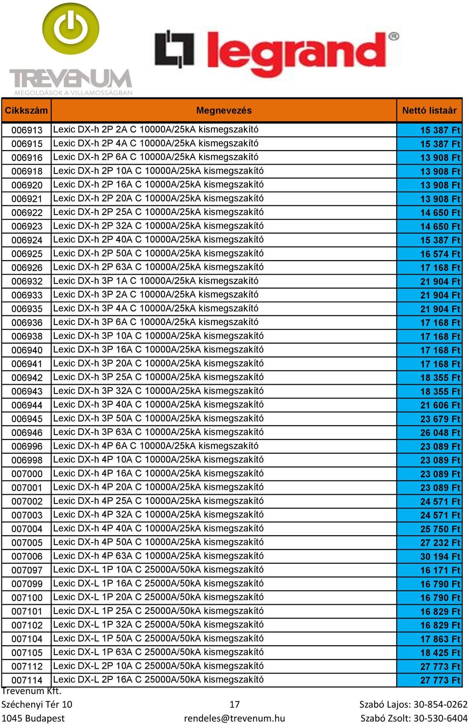 25A C 10000A/25kA kismegszakító 14 650 Ft 006923 Lexic DX-h 2P 32A C 10000A/25kA kismegszakító 14 650 Ft 006924 Lexic DX-h 2P 40A C 10000A/25kA kismegszakító 15 387 Ft 006925 Lexic DX-h 2P 50A C