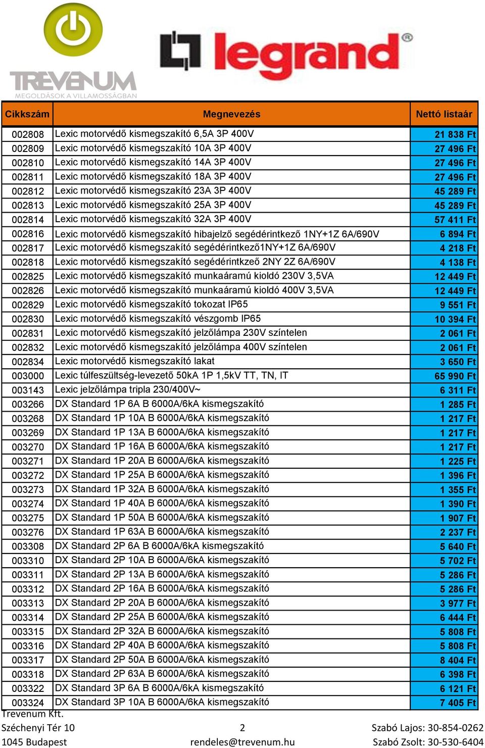 kismegszakító 32A 3P 400V 57 411 Ft 002816 Lexic motorvédő kismegszakító hibajelző segédérintkező 1NY+1Z 6A/690V 6 894 Ft 002817 Lexic motorvédő kismegszakító segédérintkező1ny+1z 6A/690V 4 218 Ft