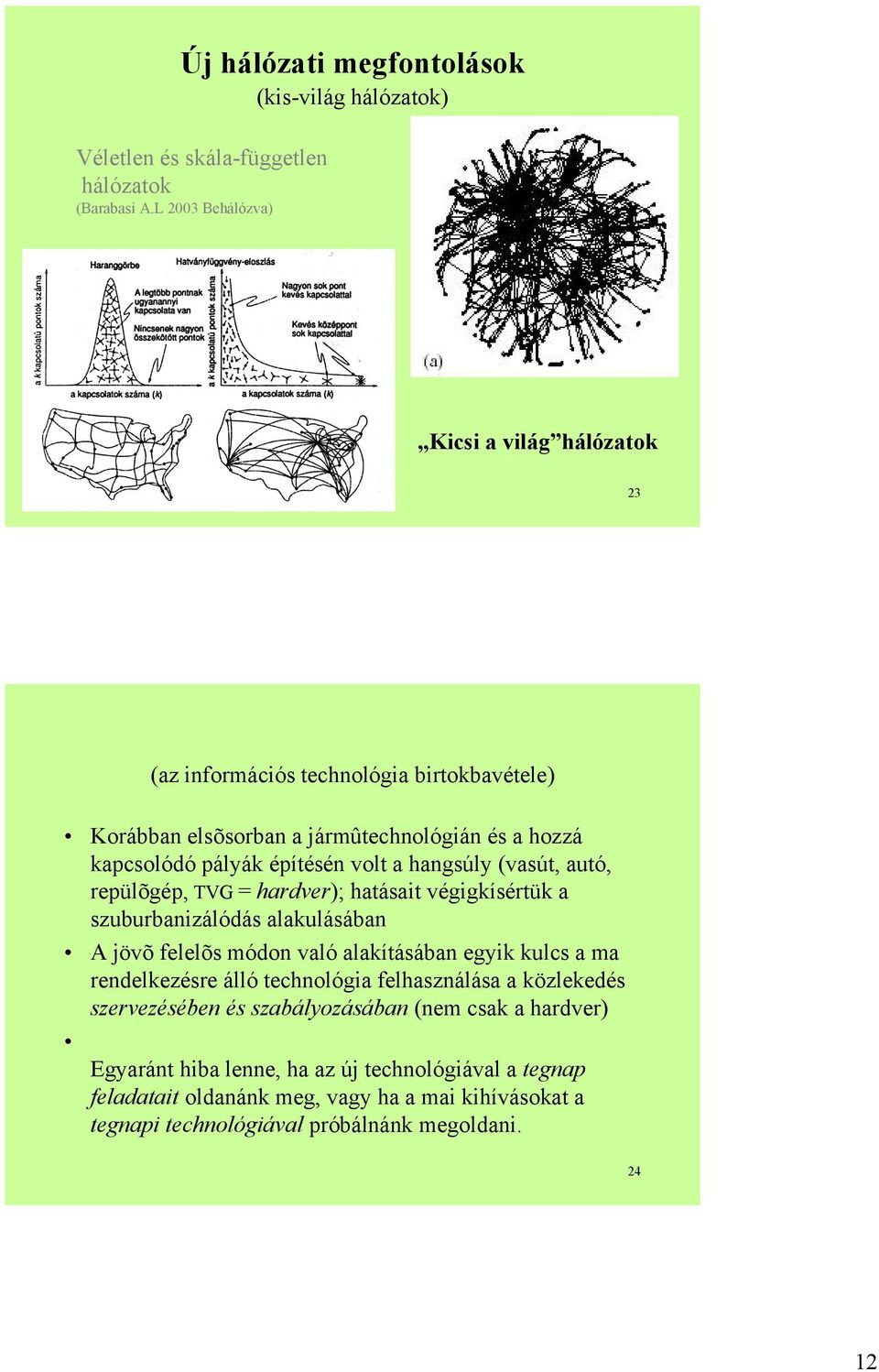 hangsúly (vasút, autó, repülõgép, TVG = hardver); hatásait végigkísértük a szuburbanizálódás alakulásában A jövõ felelõs módon való alakításában egyik kulcs a ma rendelkezésre