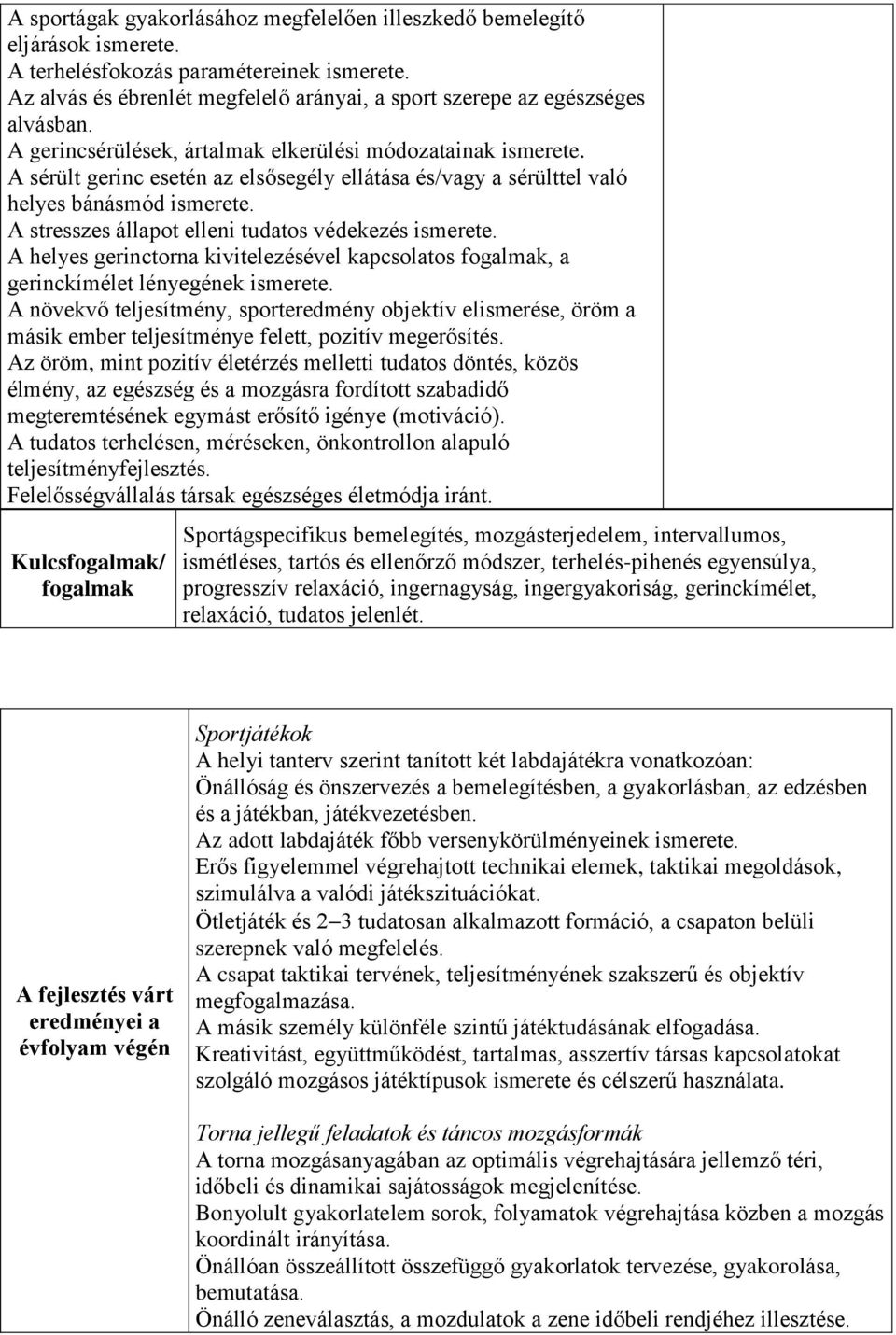 A sérült gerinc esetén az elsősegély ellátása és/vagy a sérülttel való helyes bánásmód ismerete. A stresszes állapot elleni tudatos védekezés ismerete.