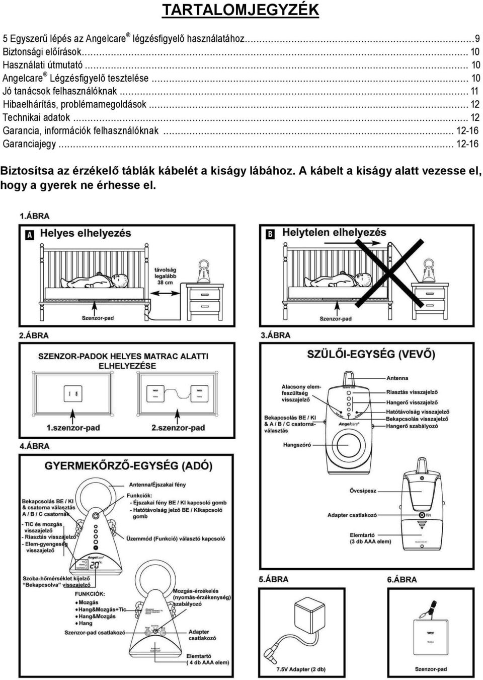 .. 11 Hibaelhárítás, problémamegoldások... 12 Technikai adatok... 12 Garancia, információk felhasználóknak.