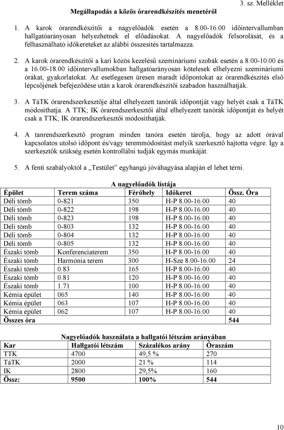 00 dőntervallumokban hallgatóarányosan kötelesek elhelyezn szemnárum órákat, gyakorlatokat.