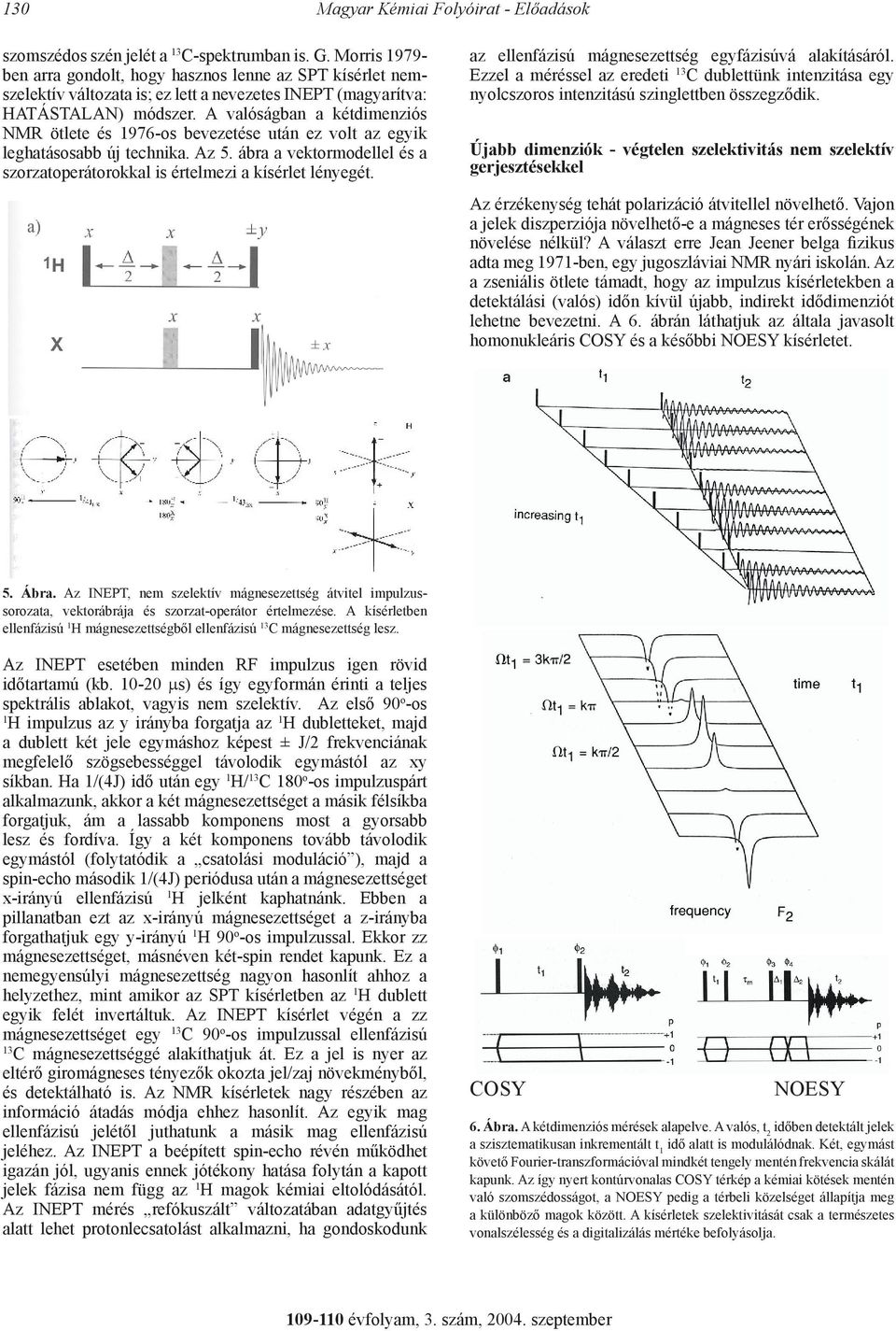 A valóságban a kétdimenziós NMR ötlete és 976-os bevezetése után ez volt az egyik leghatásosabb új technika. Az 5. ábra a vektormodellel és a szorzatoperátorokkal is értelmezi a kísérlet lényegét.