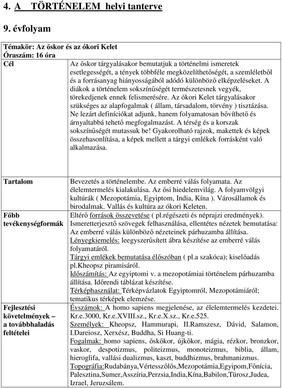 forrásanyag hiányosságából adódó különbözı elképzeléseket. A diákok a történelem sokszínőségét természetesnek vegyék, törekedjenek ennek felismerésére.