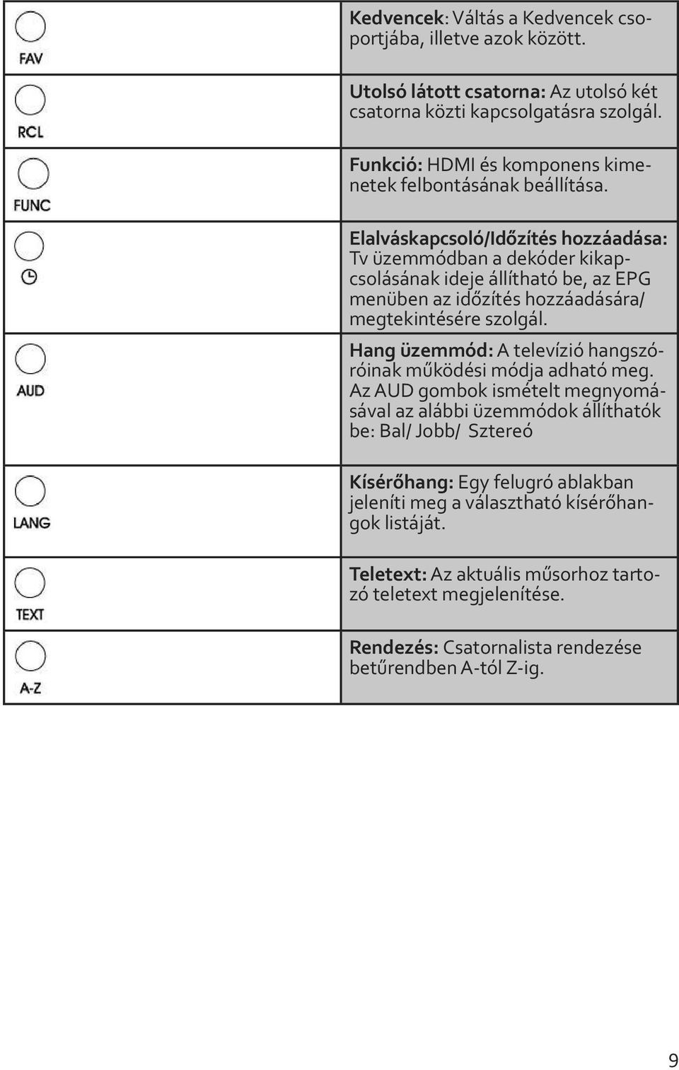 Elalváskapcsoló/Időzítés hozzáadása: Tv üzemmódban a dekóder kikapcsolásának ideje állítható be, az EPG menüben az időzítés hozzáadására/ megtekintésére szolgál.