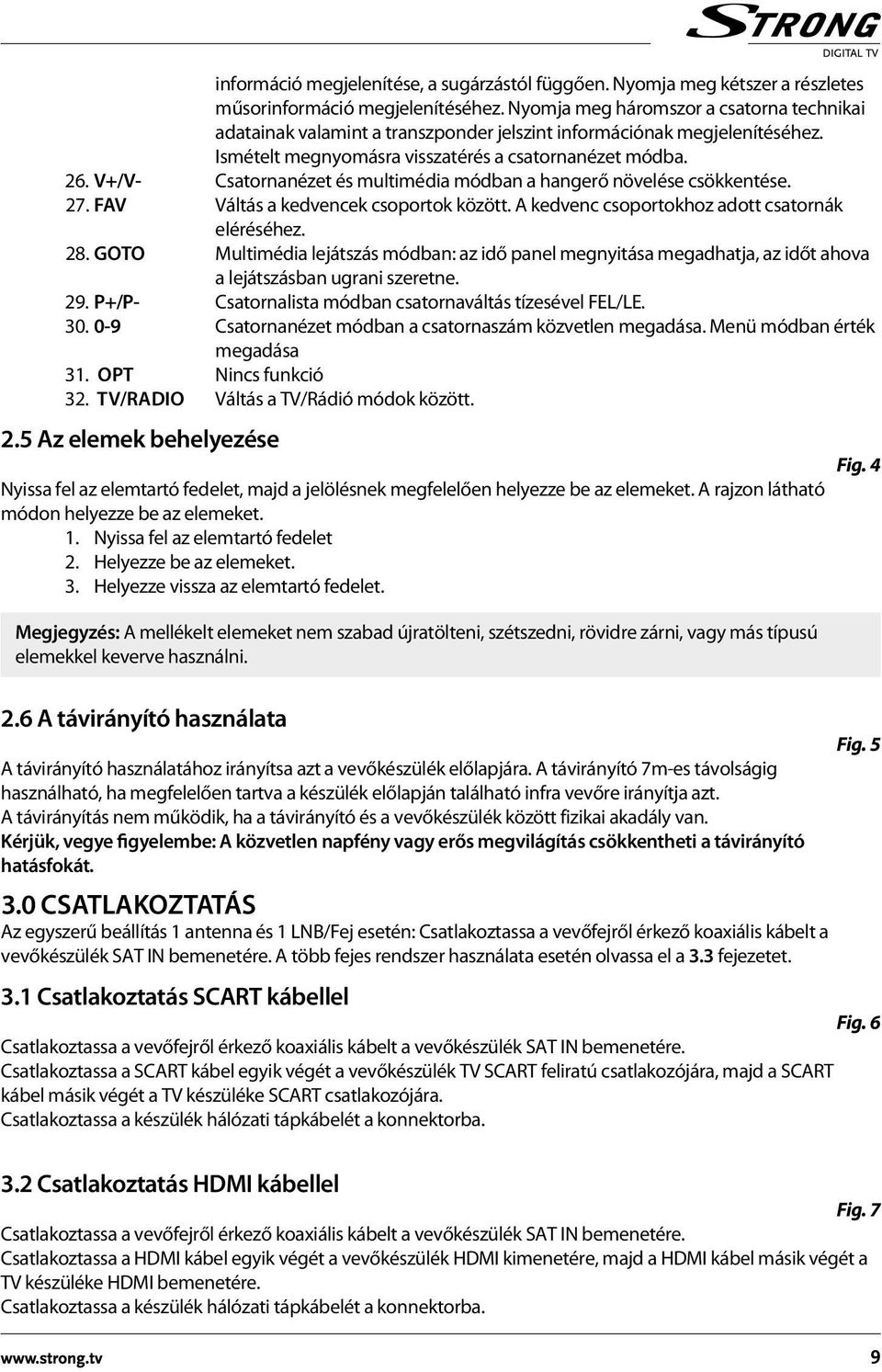 V+/V- Csatornanézet és multimédia módban a hangerő növelése csökkentése. 27. FAV Váltás a kedvencek csoportok között. A kedvenc csoportokhoz adott csatornák eléréséhez. 28.