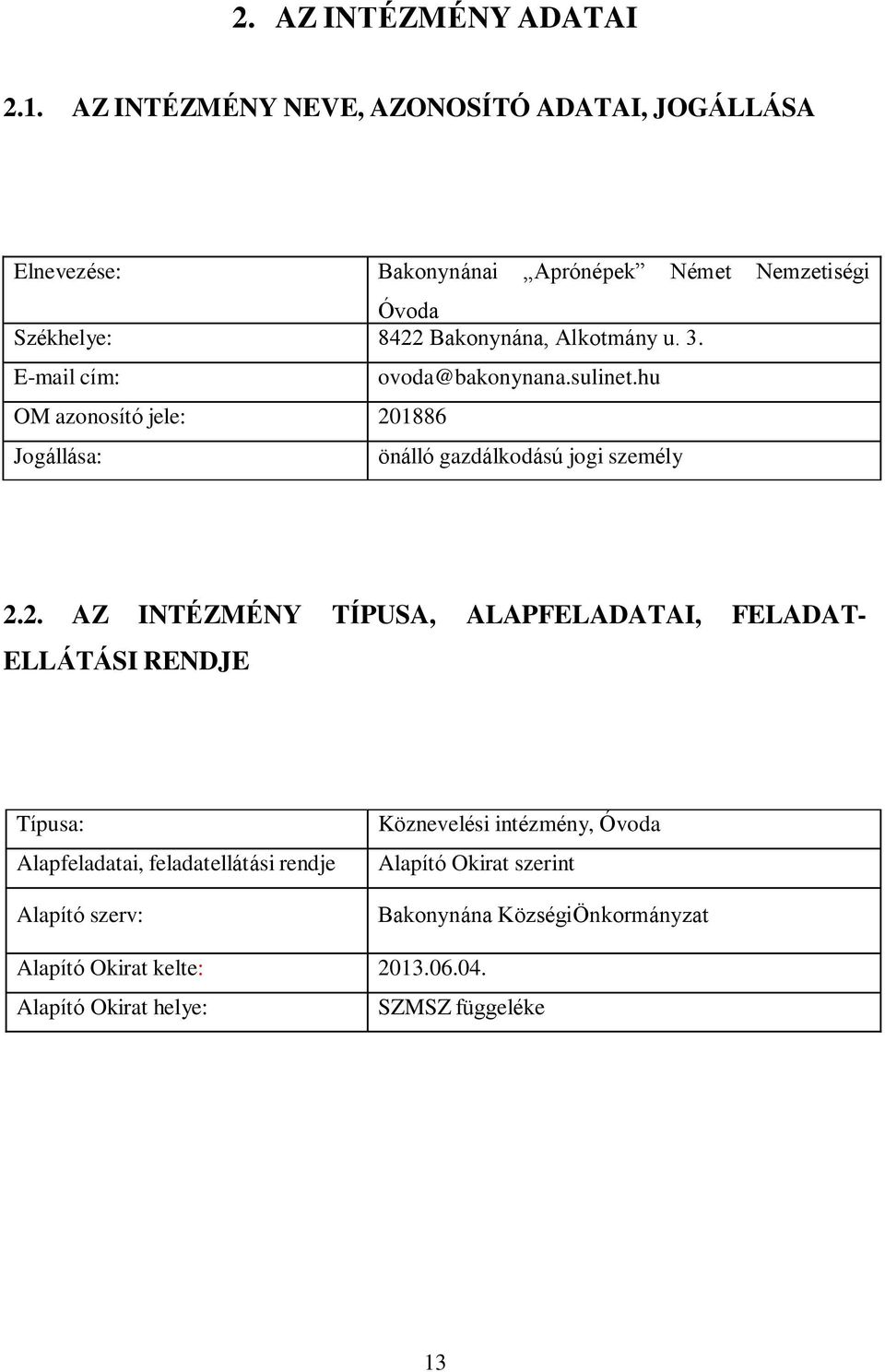 u. 3. E-mail cím: OM azonosító jele: 20