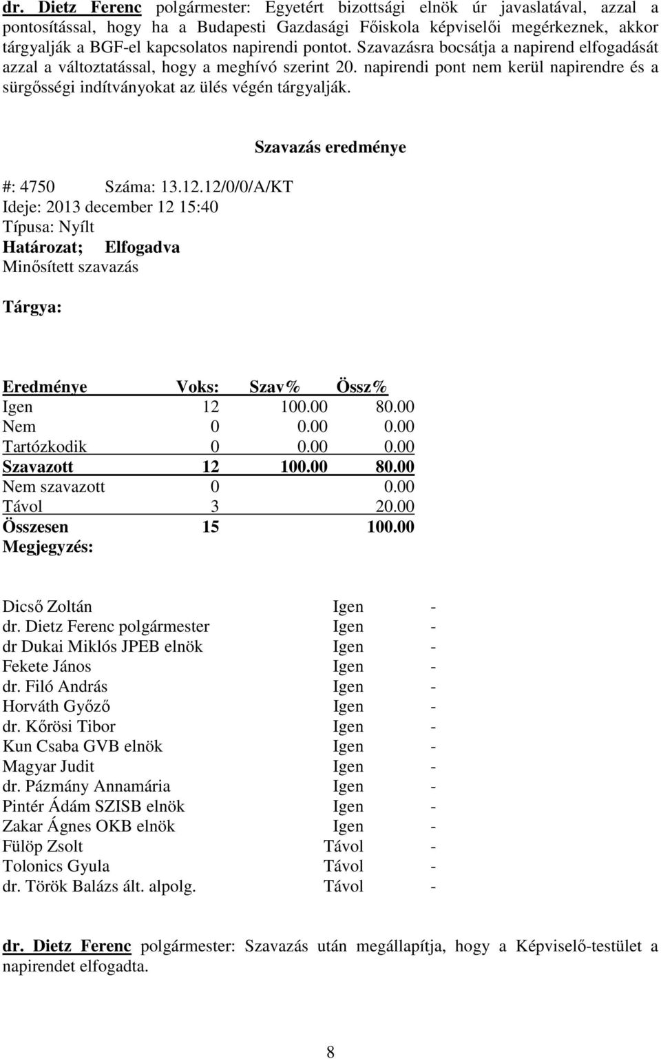 napirendi pont nem kerül napirendre és a sürgősségi indítványokat az ülés végén tárgyalják. #: 4750 Száma: 13.12.