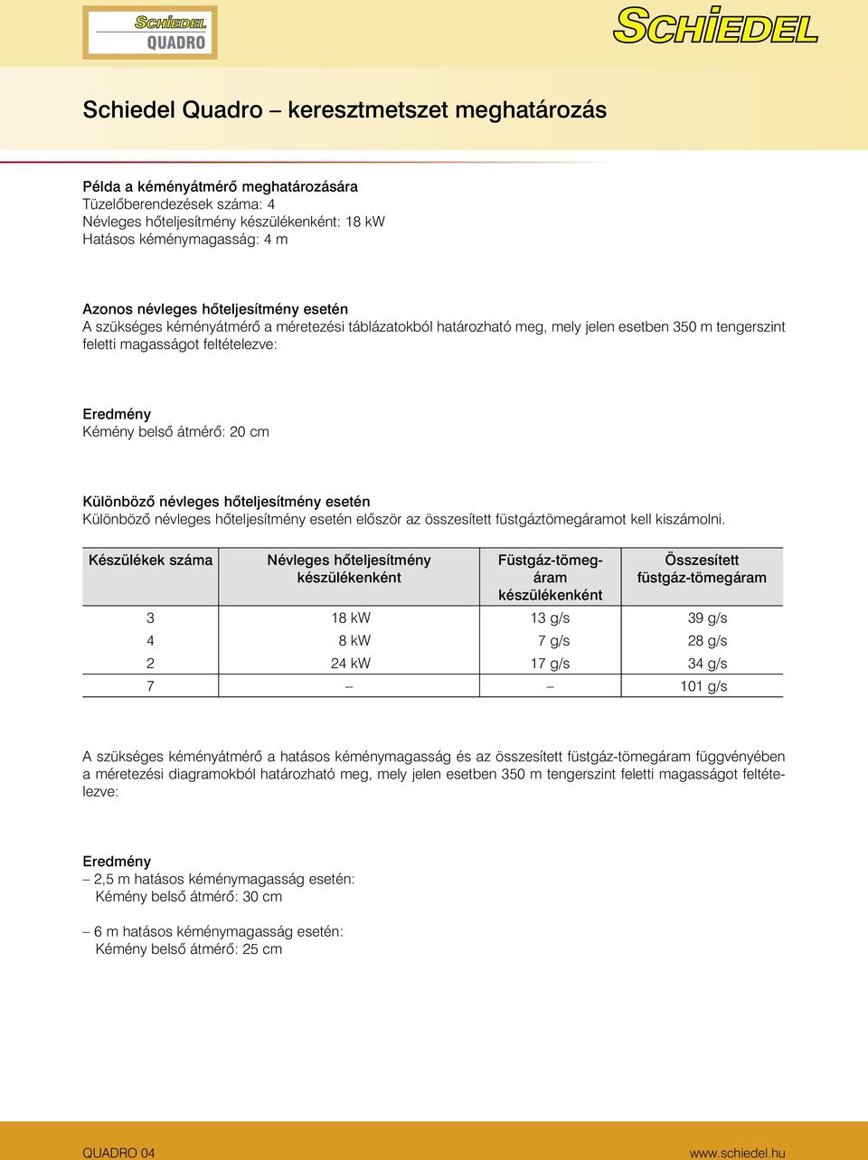 Különbözõ névleges hõteljesítmény esetén Különbözô névleges hôteljesítmény esetén elôször az összesített füstgáztömegáramot kell kiszámolni.