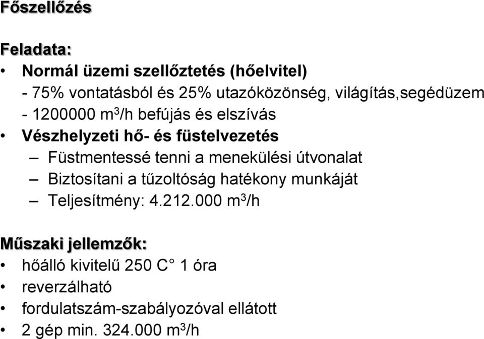 tenni a menekülési útvonalat Biztosítani a tűzoltóság hatékony munkáját Teljesítmény: 4.212.