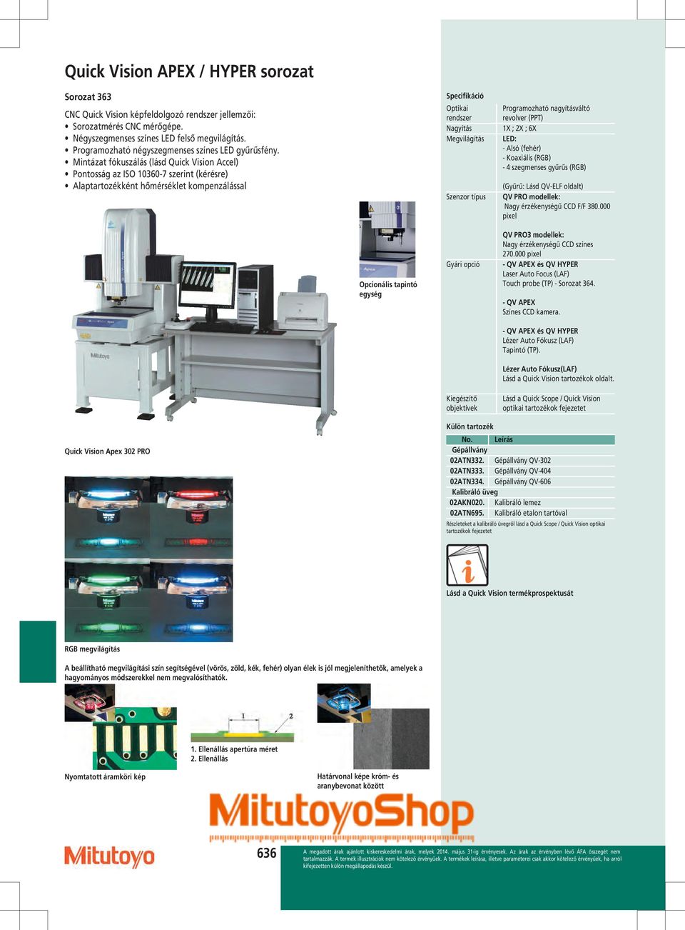 Mintázat fókuszálás (lásd Quick Vision Accel) Pontosság az ISO 10360-7 szerint (kérésre) Alaptartozékként hőmérséklet kompenzálással Specifikáció Optikai rendszer Nagyítás Megvilágítás Szenzor típus