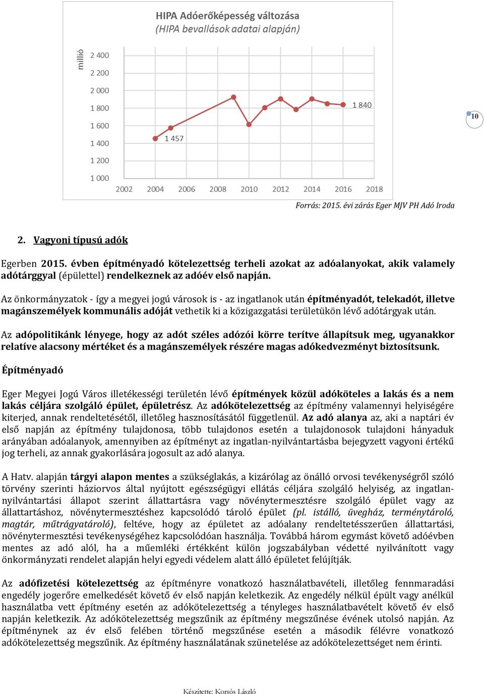 Az adópolitikánk lényege, hogy az adót széles adózói körre terítve állapítsuk meg, ugyanakkor relatíve alacsony mértéket és a magánszemélyek részére magas adókedvezményt biztosítsunk.