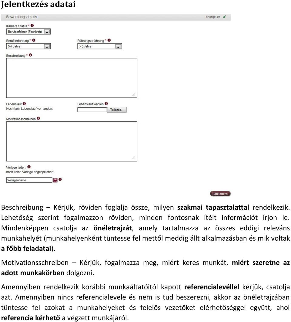 Motivationsschreiben Kérjük, fogalmazza meg, miért keres munkát, miért szeretne az adott munkakörben dolgozni.
