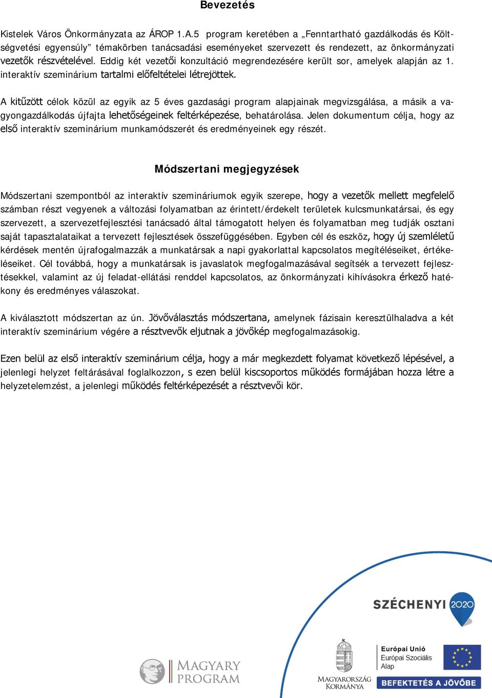 Eddig két vezetői konzultáció megrendezésére került sor, amelyek alapján az 1. interaktív szeminárium tartalmi előfeltételei létrejöttek.