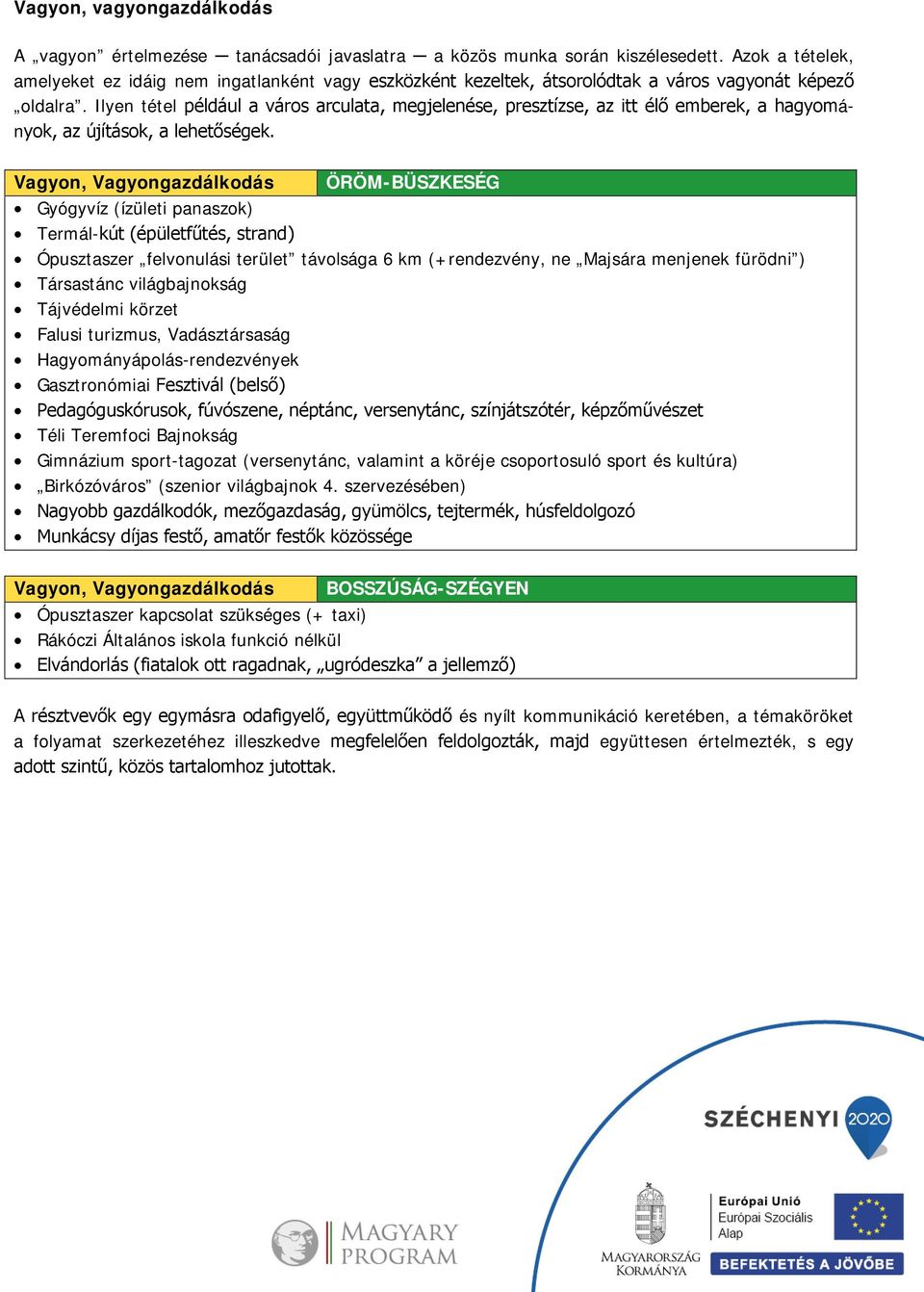 Ilyen tétel például a város arculata, megjelenése, presztízse, az itt élő emberek, a hagyományok, az újítások, a lehetőségek.