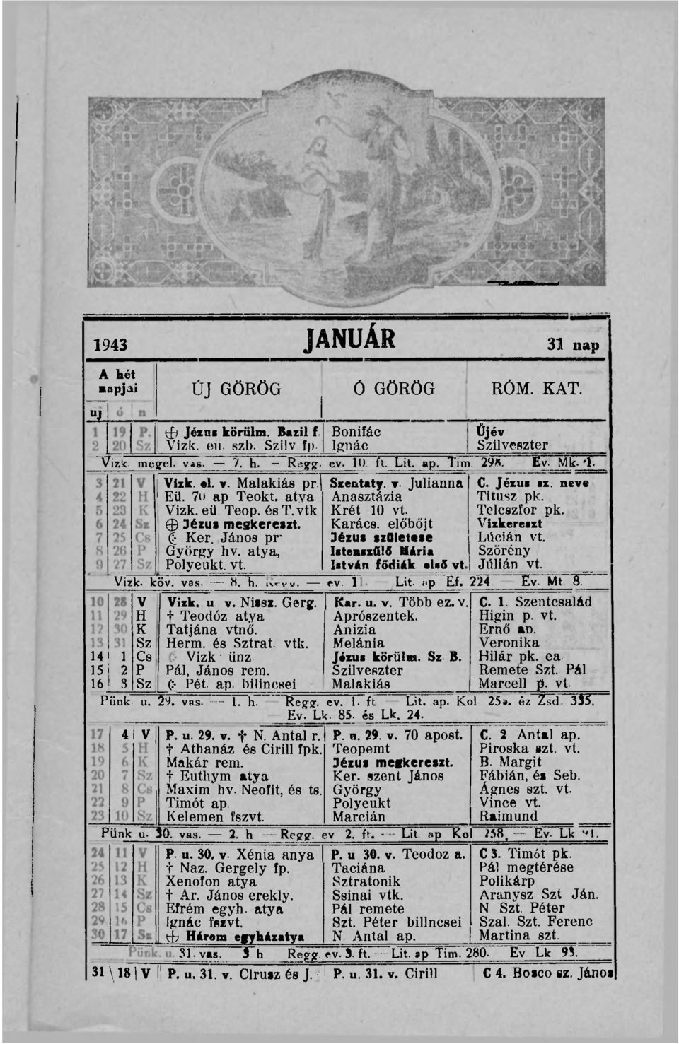 h. ev. 1 V H K Sz Cs P Sz Vizk. u v. Nissz. Gerg. f Teodóz atya Tatjána vtnő. Herm. és Sztrat vtk. Vizk iinz Pál, János rem. (> Pét. ap. bilincsei Pünk. u. 39. vas. E h. 4 V P. u. 29. v. f N. Antal r.