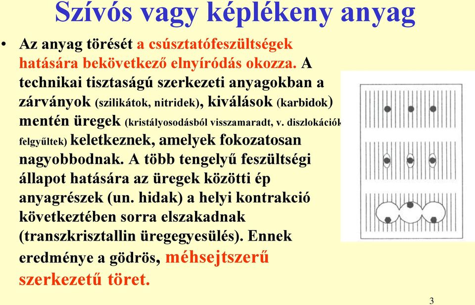 visszamaradt, v. diszlokációk felgyűltek) keletkeznek, amelyek fokozatosan nagyobbodnak.