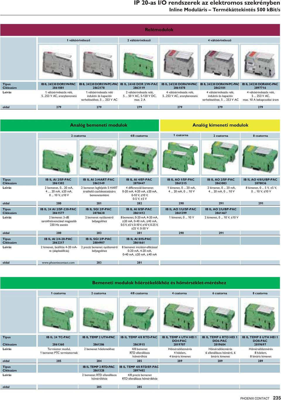 A IB IL /0 DOR/WPAC 86878 váltóérintkezős relé, 5...5 V AC, aranybevonatú IB IL /0 DOR/WPCPAC 868 váltóérintkezős relé, induktív és kapacitív terhelésekhez, 5.