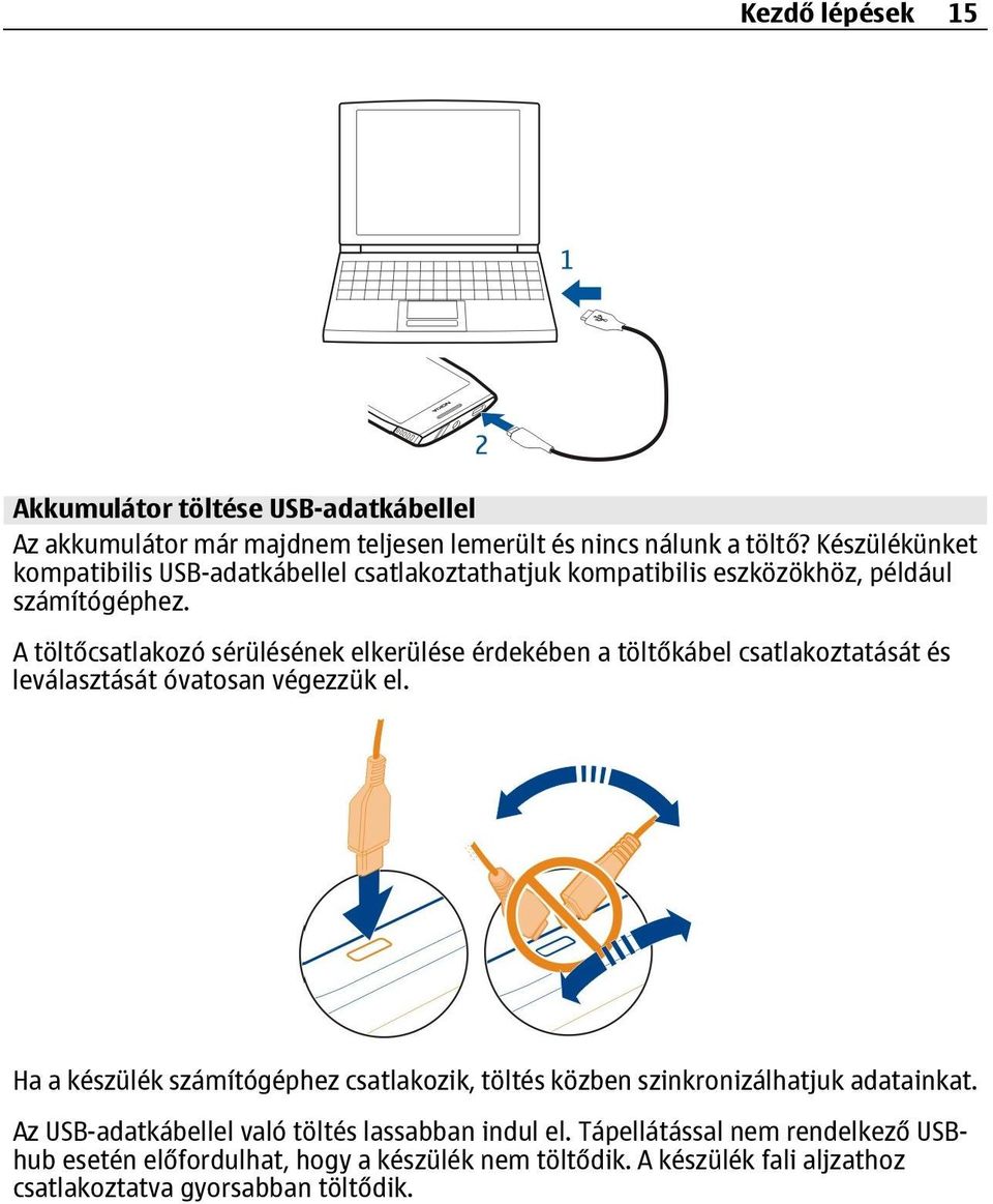 A töltőcsatlakozó sérülésének elkerülése érdekében a töltőkábel csatlakoztatását és leválasztását óvatosan végezzük el.