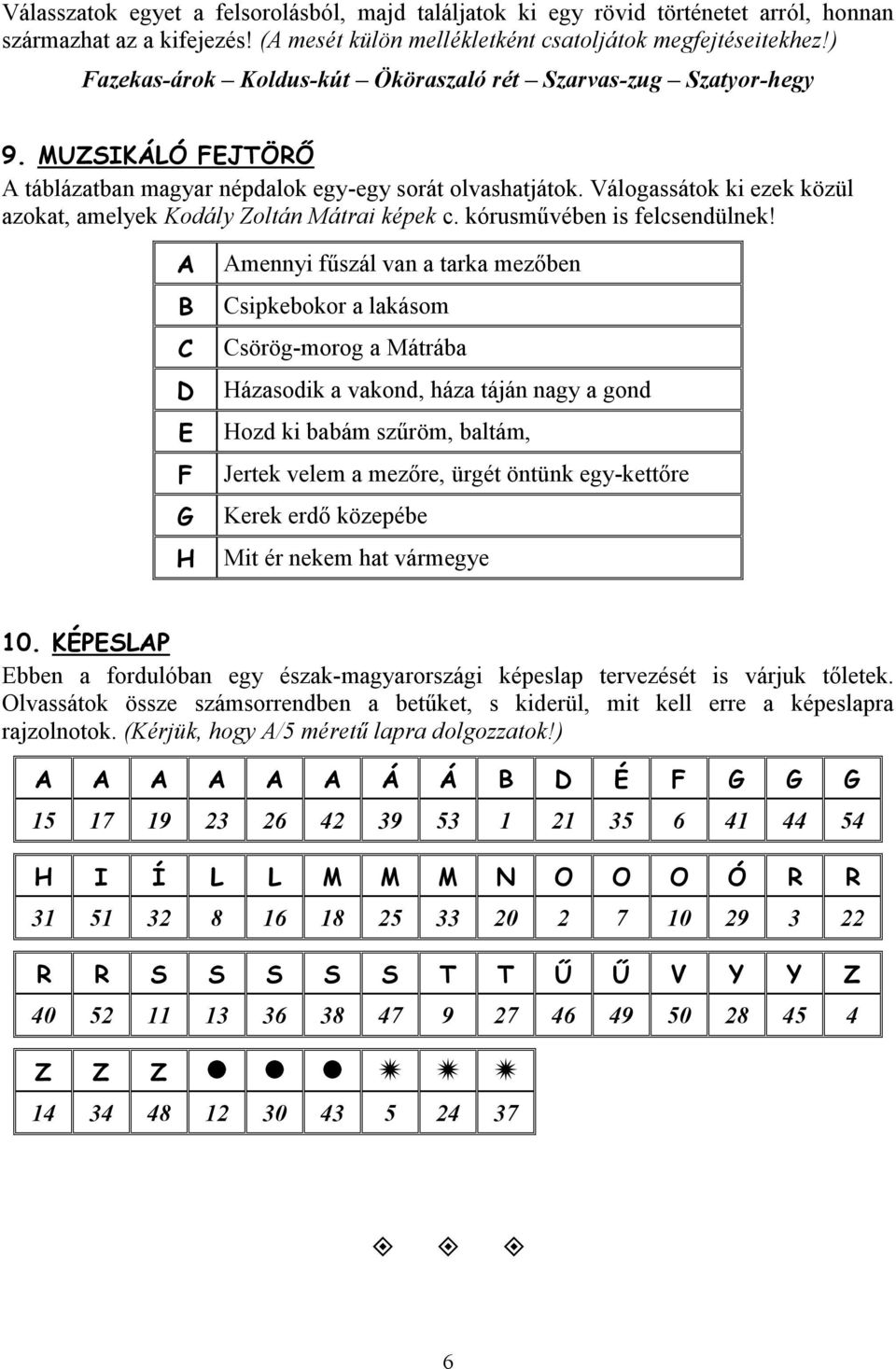 Válogassátok ki ezek közül azokat, amelyek Kodály Zoltán Mátrai képek c. kórusművében is felcsendülnek!