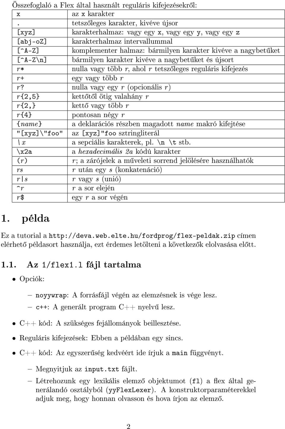 [^A-Z\n] bármilyen karakter kivéve a nagybet ket és újsort r* nulla vagy több r, ahol r tetsz leges reguláris kifejezés r+ egy vagy több r r?