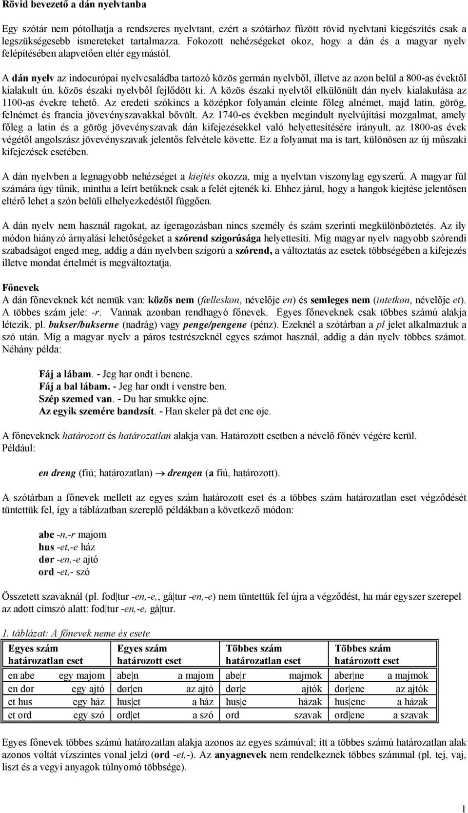 A dán nyelv az indoeurópai nyelvcsaládba tartozó közös germán nyelvből, illetve az azon belül a 800-as évektől kialakult ún. közös északi nyelvből fejlődött ki.