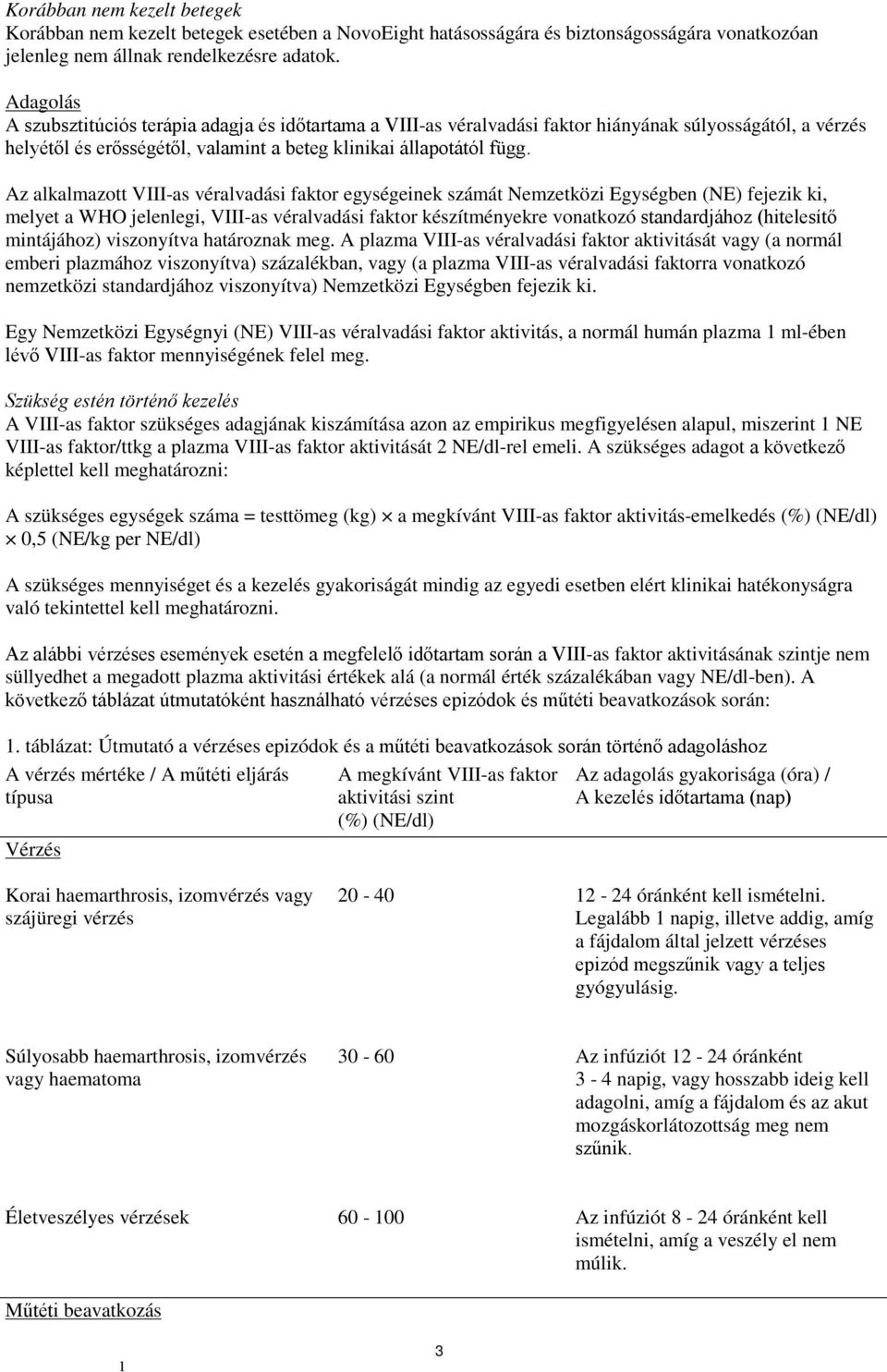 Az alkalmazott VIII-as véralvadási faktor egységeinek számát Nemzetközi Egységben (NE) fejezik ki, melyet a WHO jelenlegi, VIII-as véralvadási faktor készítményekre vonatkozó standardjához