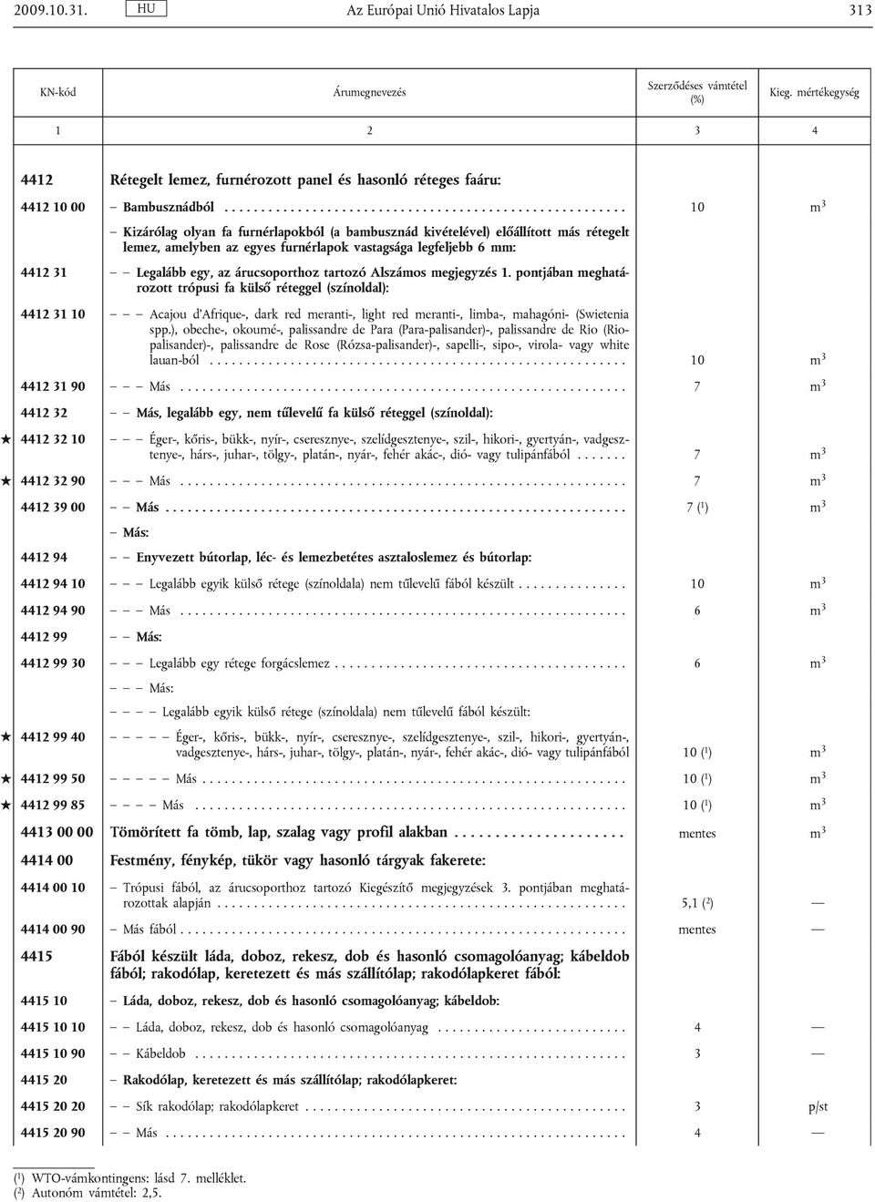 legfeljebb 6 mm: 4412 31 Legalább egy, az árucsoporthoz tartozó Alszámos megjegyzés 1.