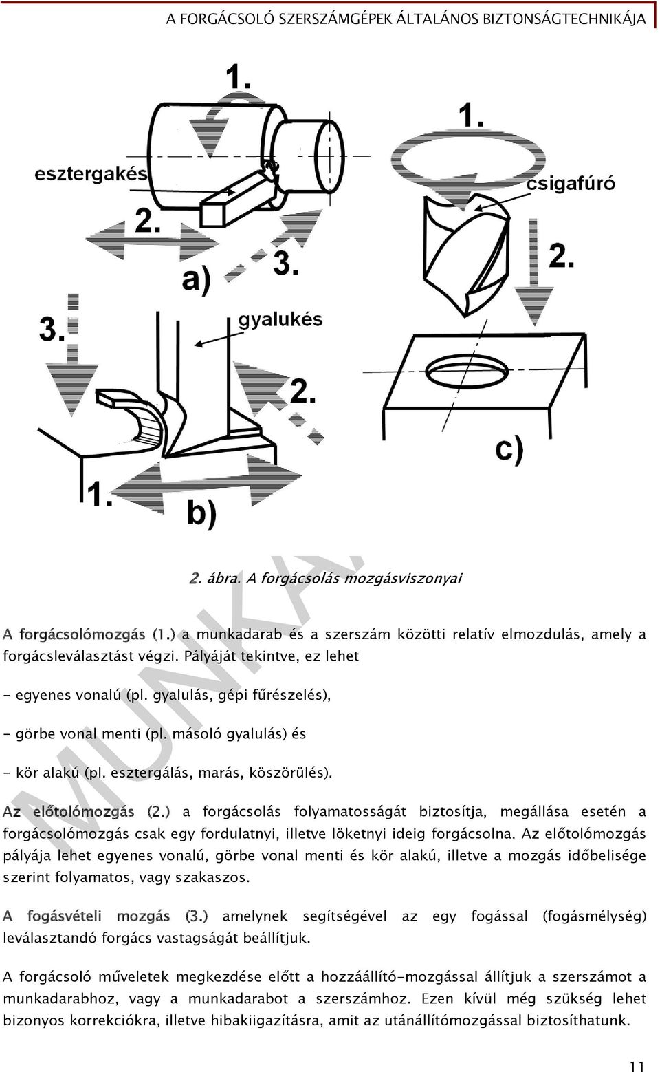 ) a forgácsolás folyamatosságát biztosítja, megállása esetén a forgácsolómozgás csak egy fordulatnyi, illetve löketnyi ideig forgácsolna.