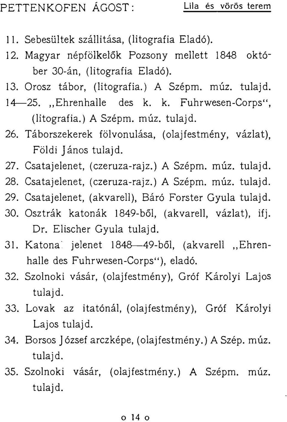 Csatajelenet, (czeruza-rajz.) A Szépm. múz. tulajd. 28. Csatajelenet, (czeruza-rajz.) A Szépm. múz. tulajd. 29. Csatajelenet, (akvarell), Báró Forster Gyula tulajd. 30.