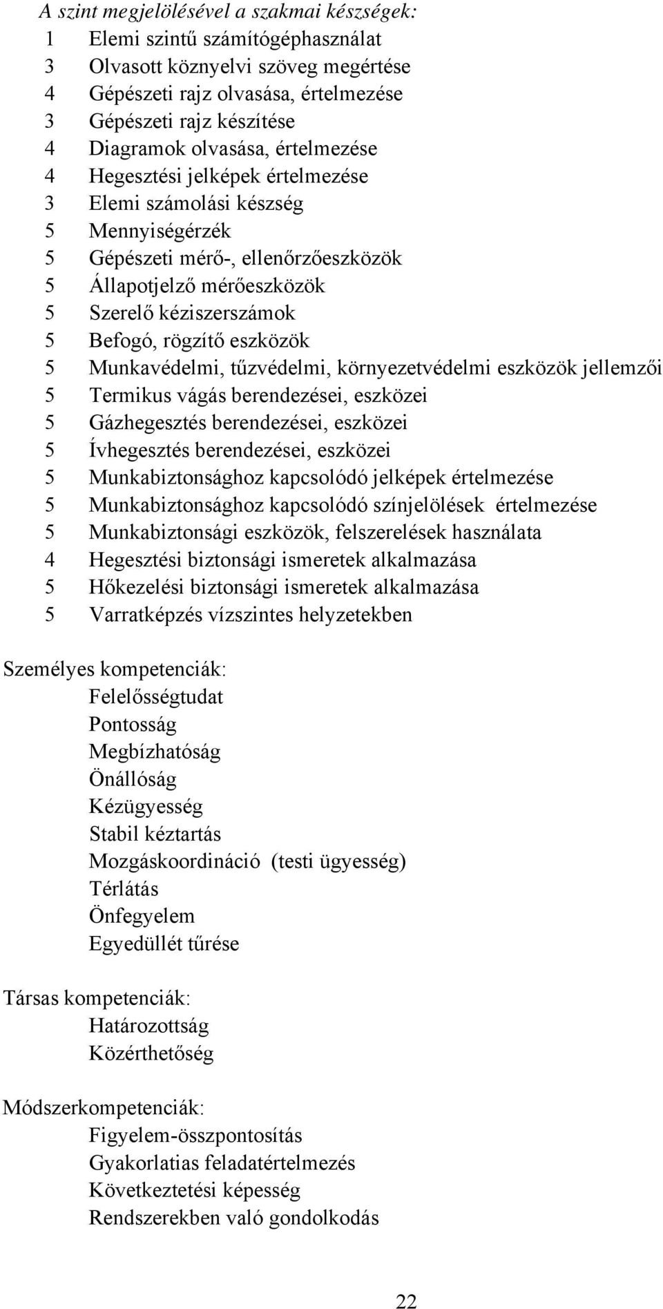 rögzítő eszközök 5 Munkavédelmi, tűzvédelmi, környezetvédelmi eszközök jellemzői 5 Termikus vágás berendezései, eszközei 5 Gázhegesztés berendezései, eszközei 5 Ívhegesztés berendezései, eszközei 5