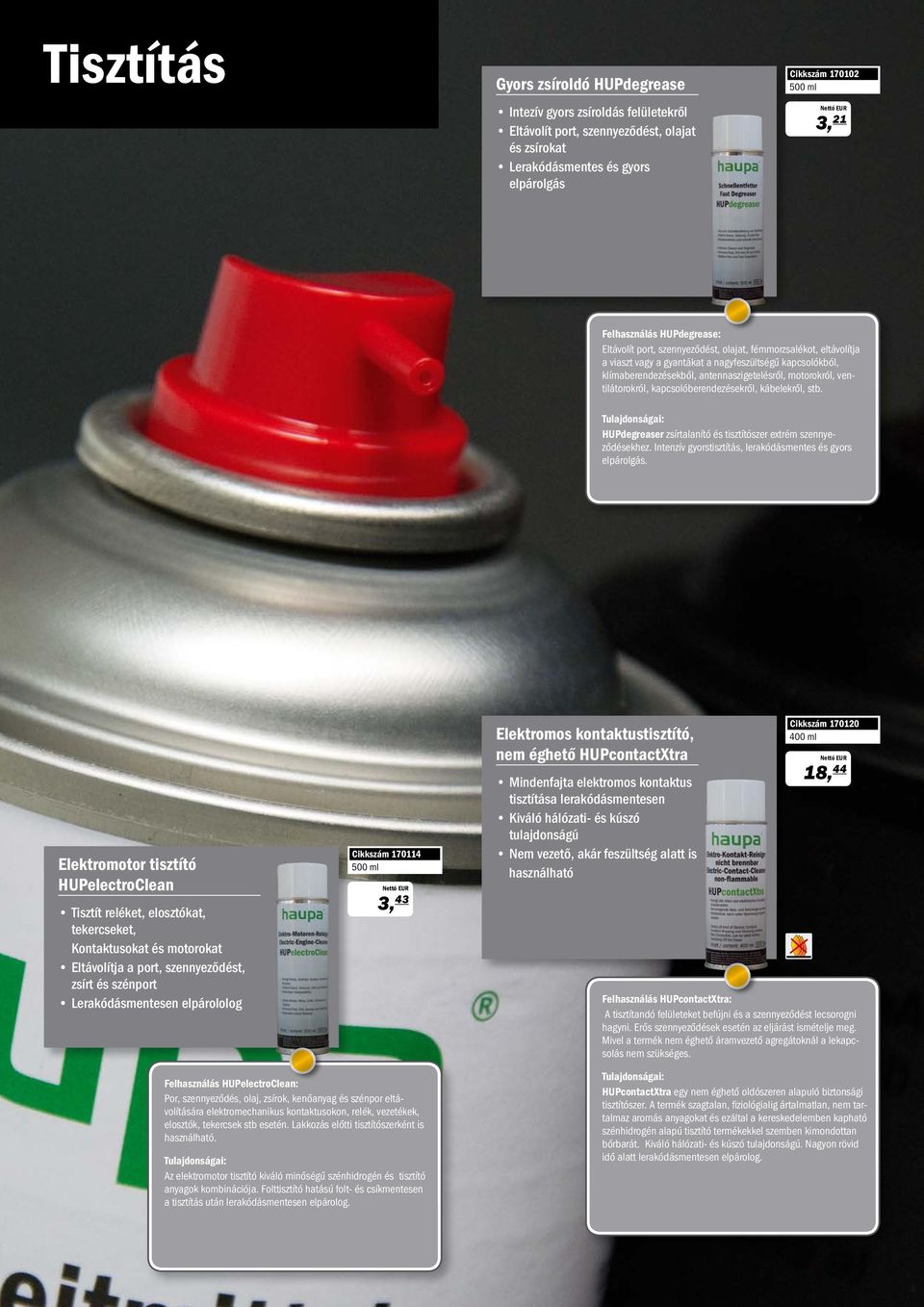 motorokról, ventilátorokról, kapcsolóberendezésekről, kábelekről, stb. HUPdegreaser zsírtalanító és tisztítószer extrém szennyeződésekhez. Intenzív gyorstisztítás, lerakódásmentes és gyors elpárolgás.