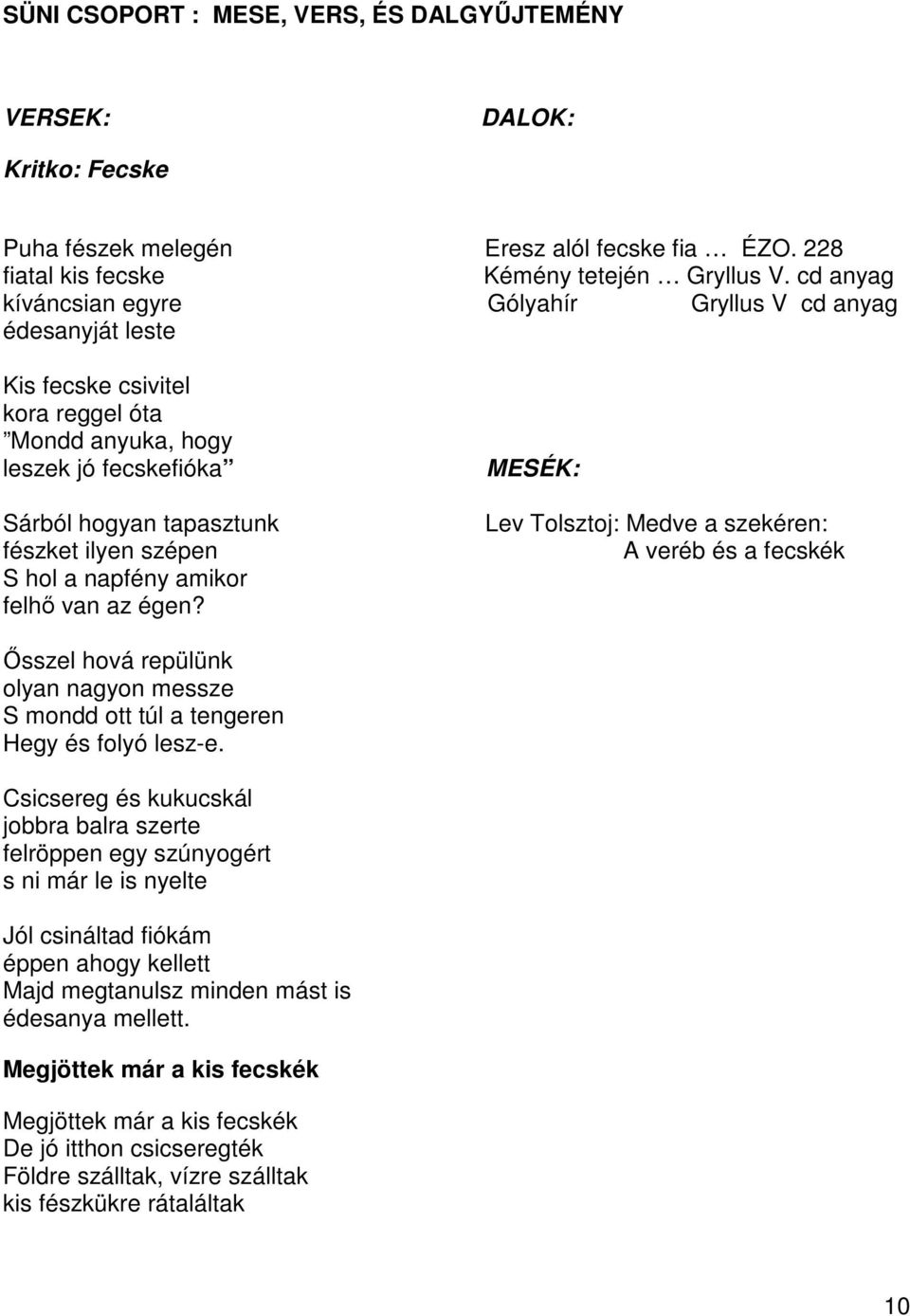 a napfény amikor felhő van az égen? MESÉK: Lev Tolsztoj: Medve a szekéren: A veréb és a fecskék Ősszel hová repülünk olyan nagyon messze S mondd ott túl a tengeren Hegy és folyó lesz-e.